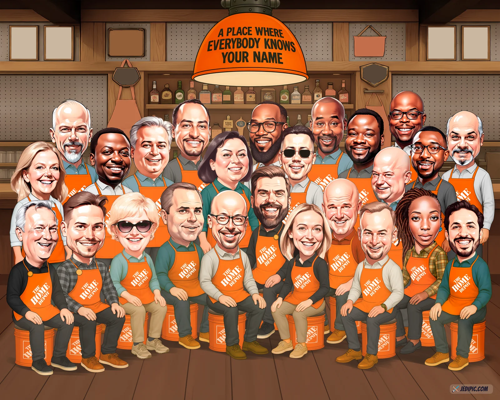 Custom Corporate Team Caricature from Photo - Consulting Partners Portrait Partner Promotion Gift