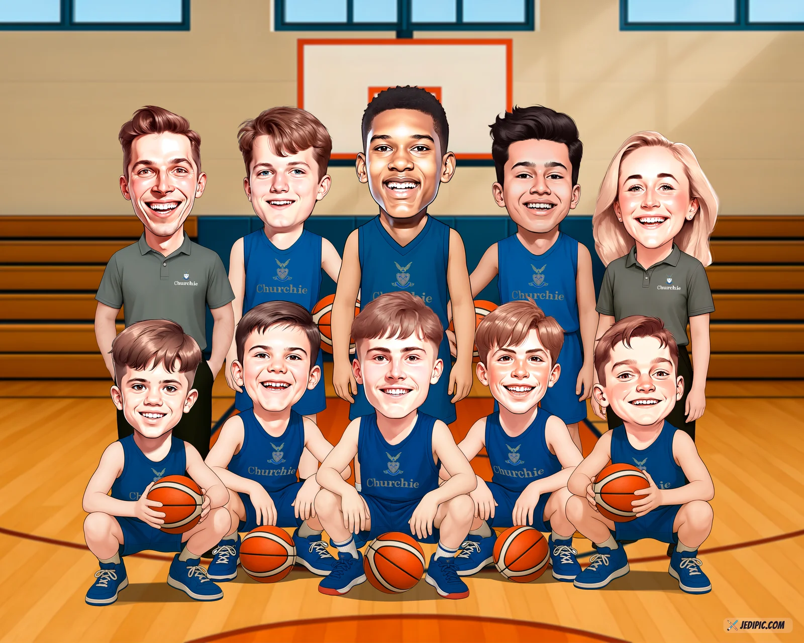 Custom Basketball Player Caricature from Photo - Home Court Hoops Portrait Birthday Gift