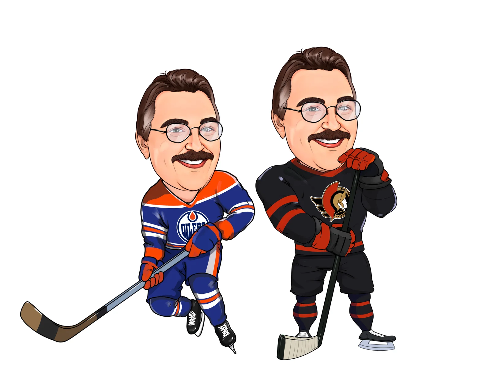 Custom Hockey Player Caricature from Photo - Ice Skater Portrait Season End Gift