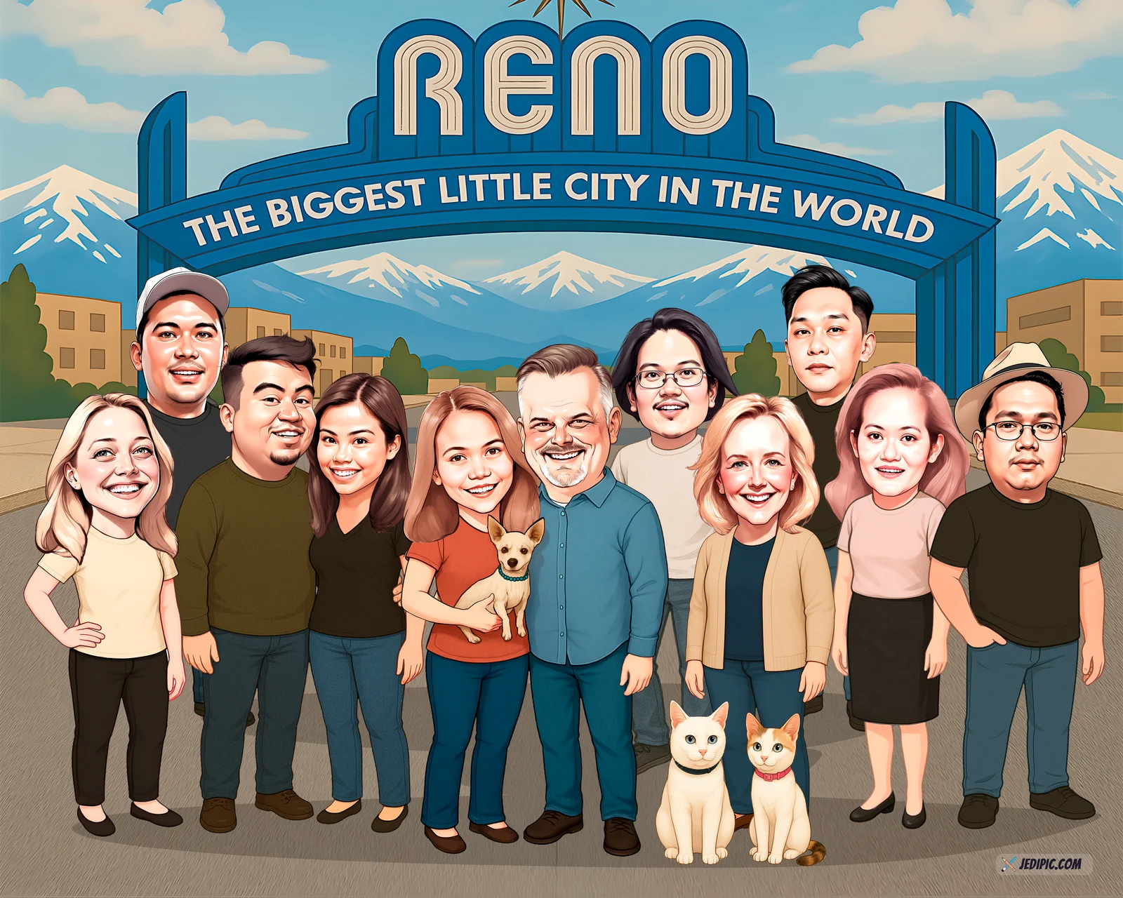 Custom Corporate Team Caricature from Photo - HR Team Portrait Company Milestone Gift