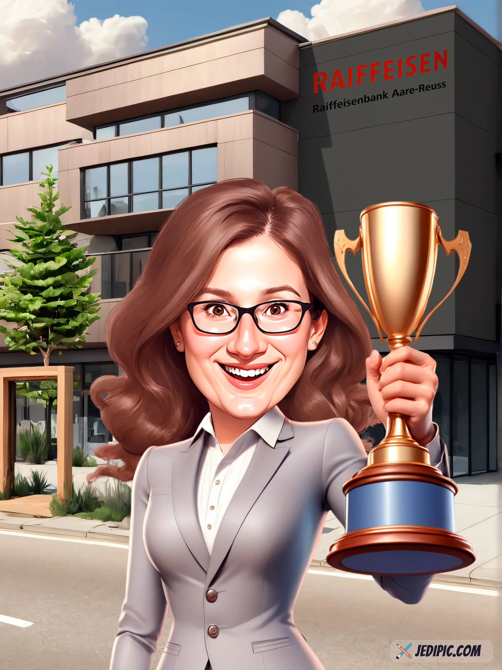 Custom Adult Portrait Caricature from Photo - Portrait with Signature Grin Birthday Gift