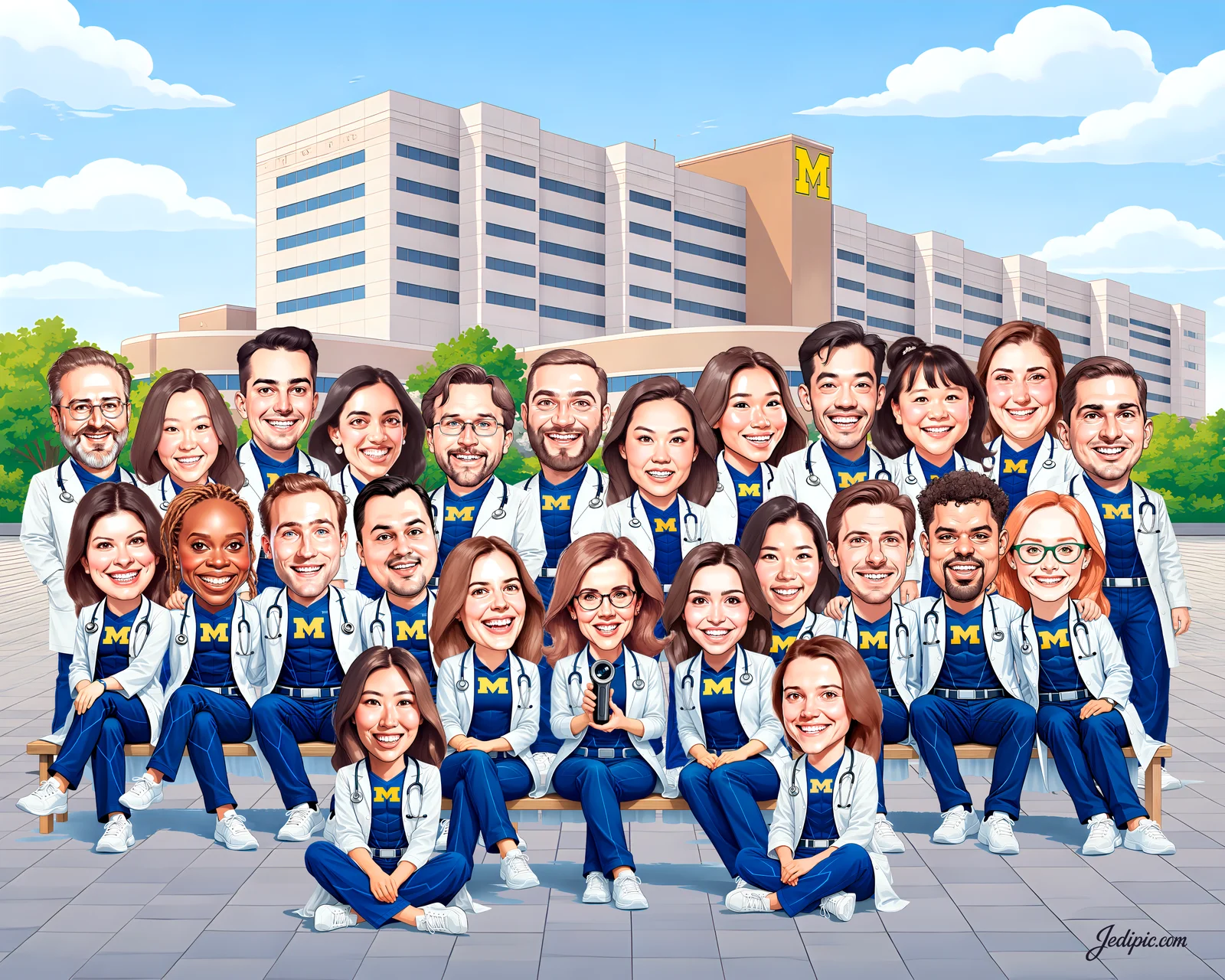 Custom Doctor Caricature from Photo - Physician Portrait Doctors Day Gift