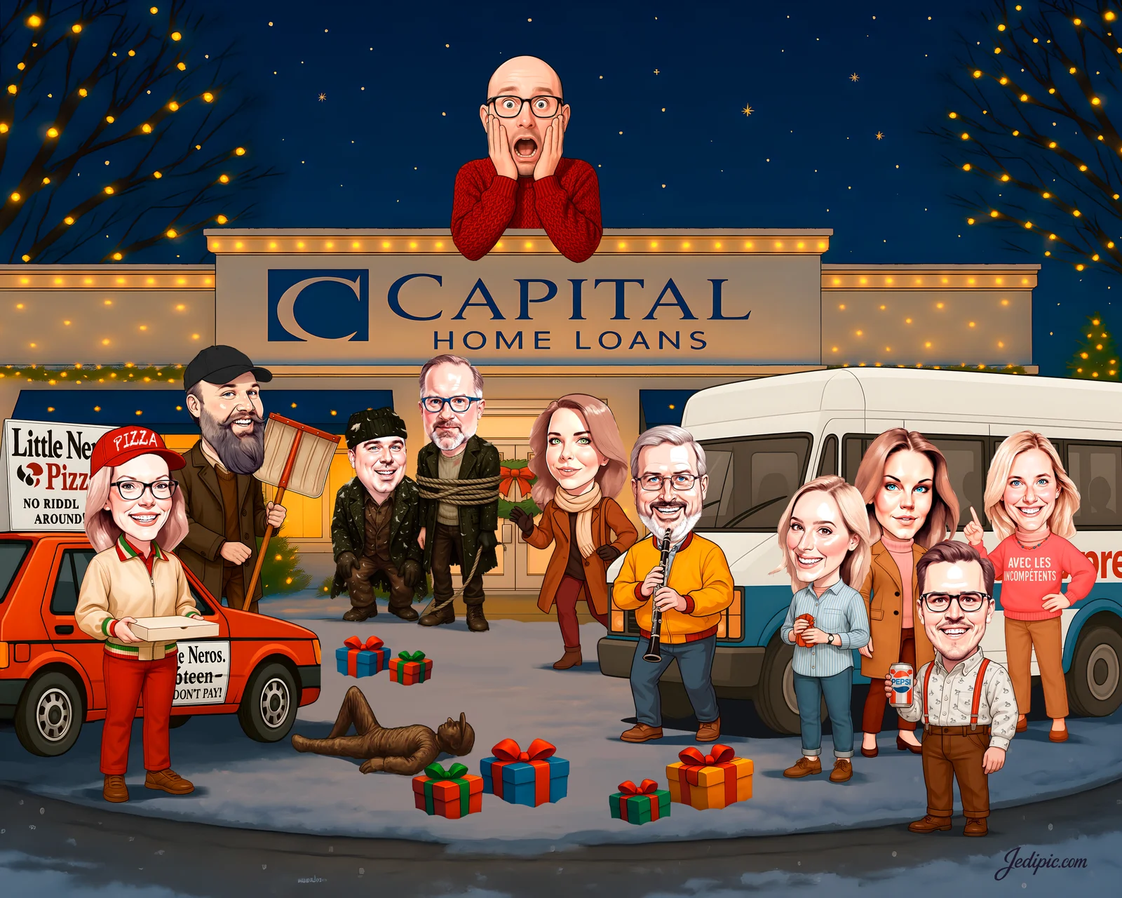 Custom Corporate Team Caricature from Photo - Design Studio Portrait Studio Anniversary Gift
