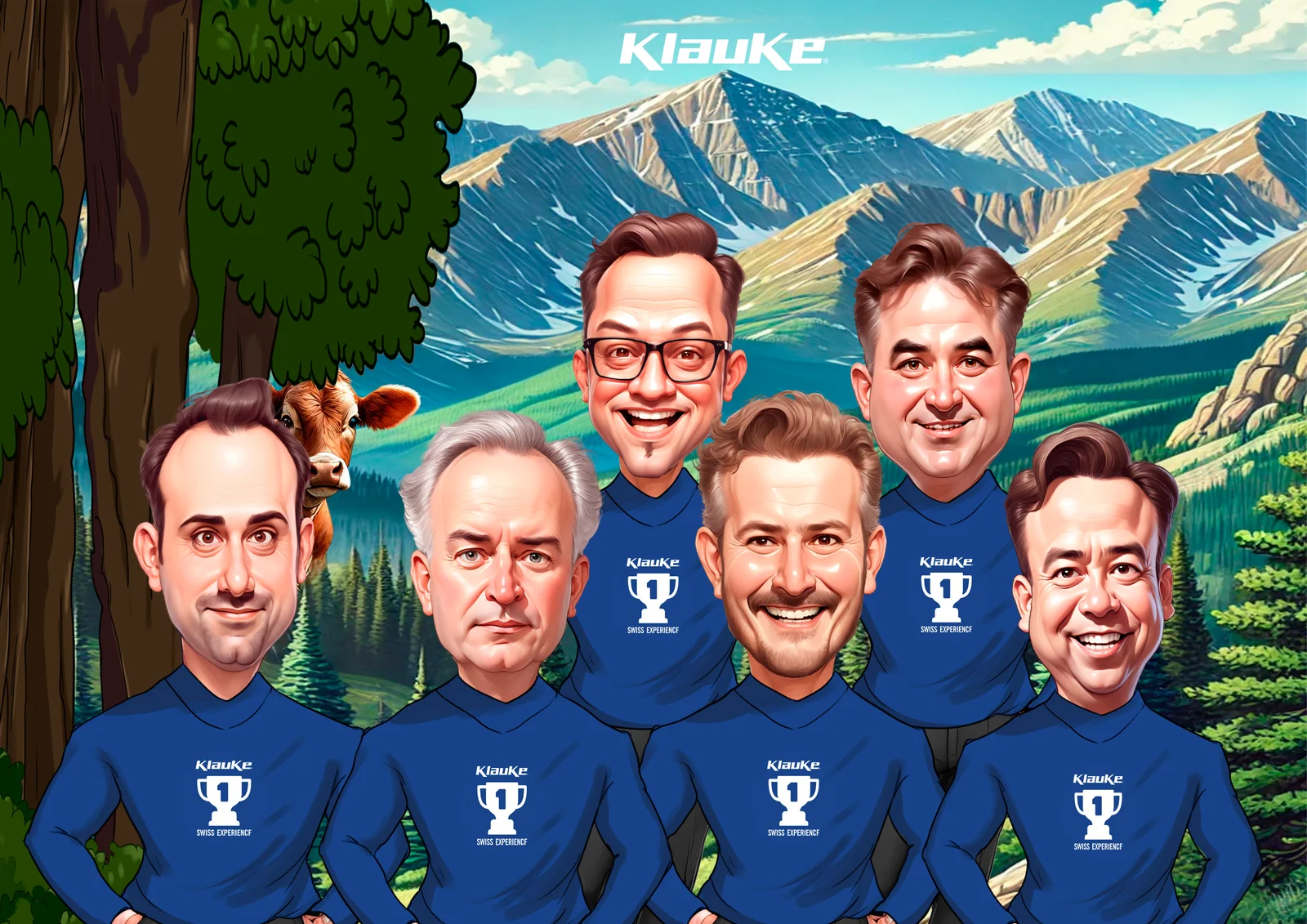 Custom Corporate Team Caricature from Photo - Kickoff Meeting Portrait Sales Kickoff Gift