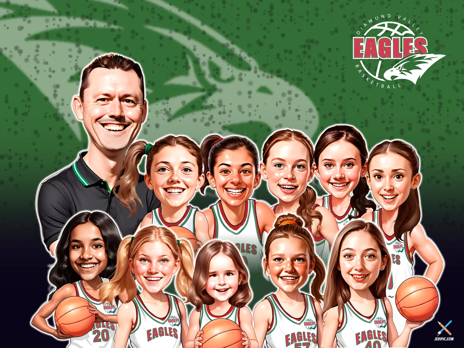 Custom Basketball Player Caricature from Photo - Rim Rocker Portrait Season End Gift