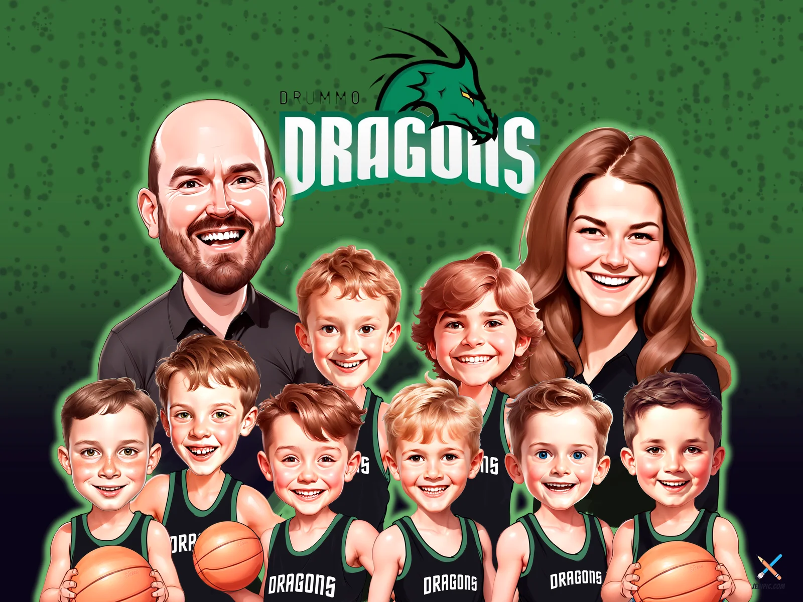 Custom Basketball Player Caricature from Photo - Layup Line Portrait Birthday Gift