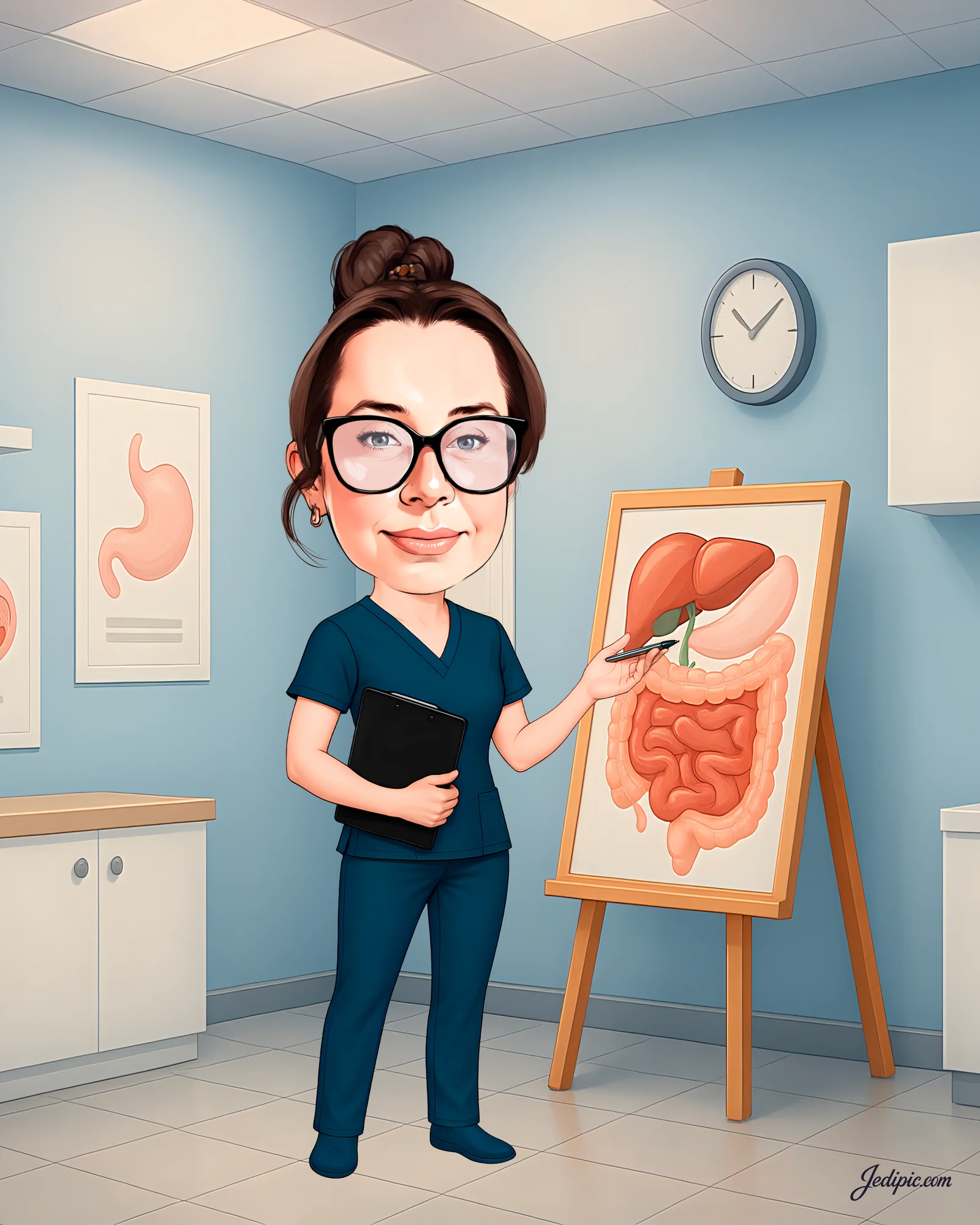 Custom Healthcare Worker Caricature from Photo - Healthcare Hero Portrait Appreciation Gift
