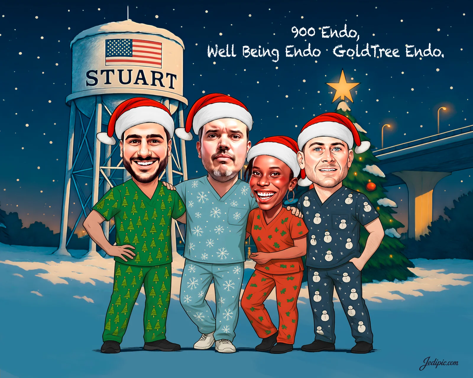 Custom Corporate Team Caricature from Photo - Global Team Portrait Company Offsite Gift