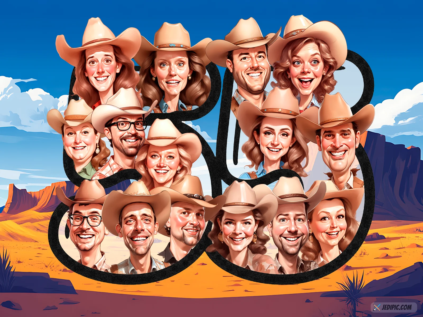 Custom Friends Group Caricature from Photo — Friend Group Reunion Keepsake Portrait Gift
