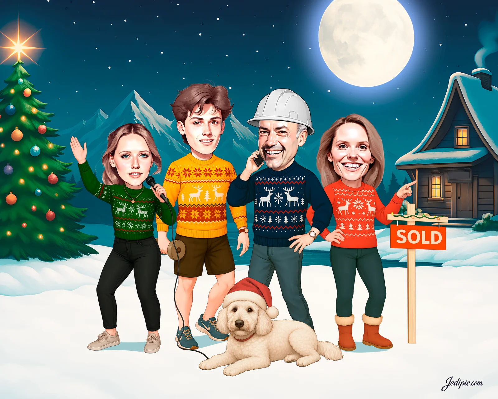 Custom Family Caricature from Photo — Family Photo Family Reunion Portrait Gift