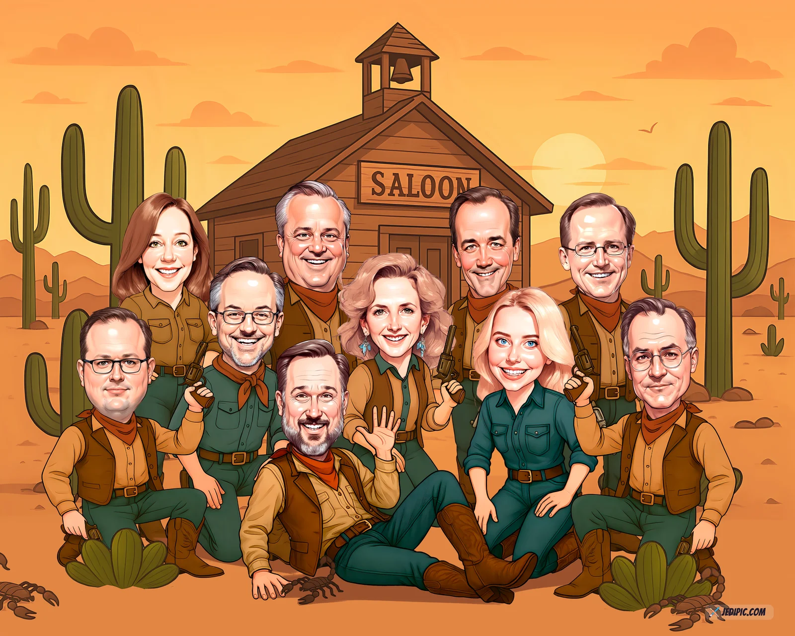 Custom Corporate Team Caricature from Photo — Agency Crew Agency Anniversary Portrait Gift