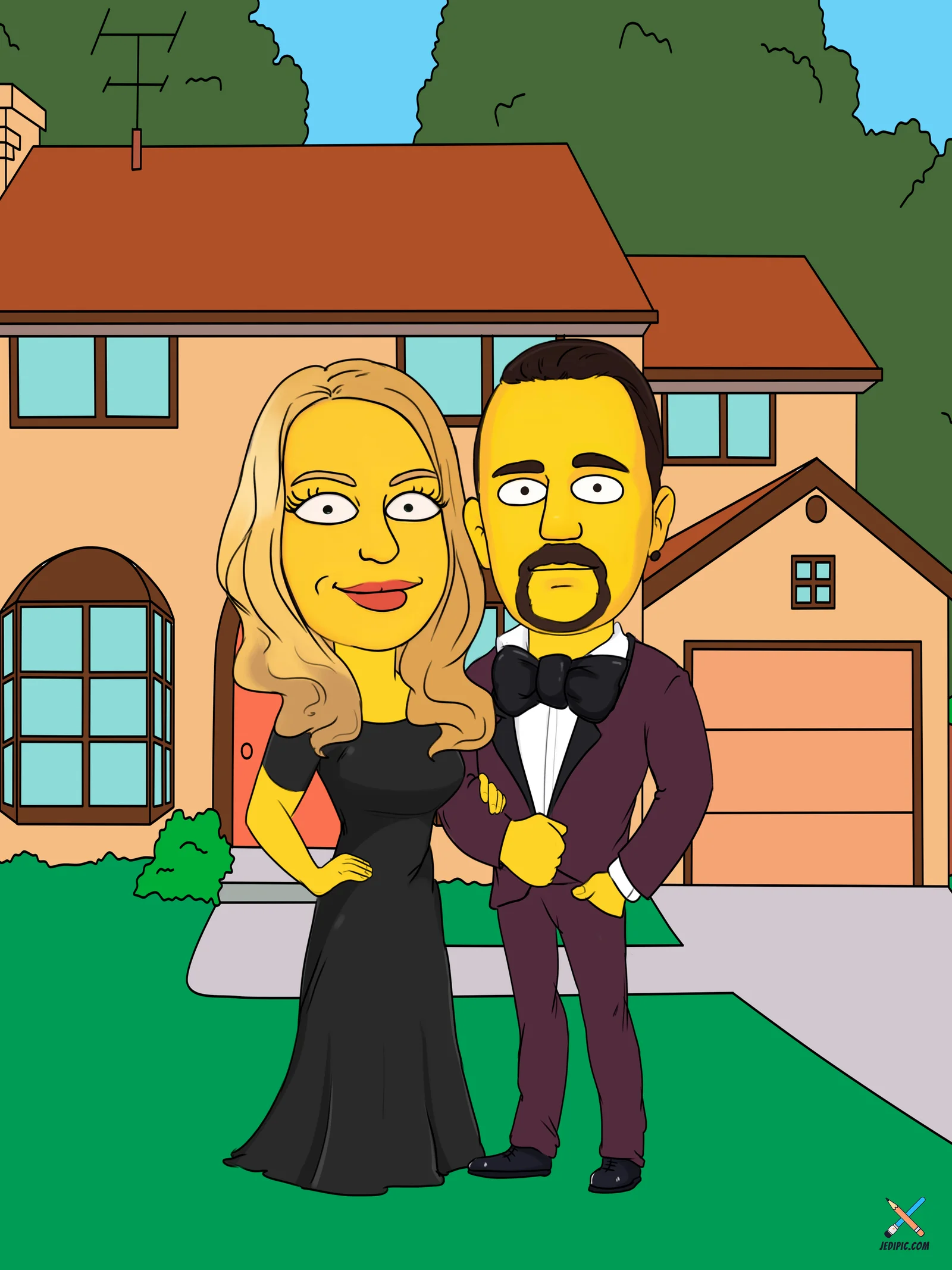 Custom Couple Caricature from Photo — Couple Portrait Anniversary Gift Portrait Gift
