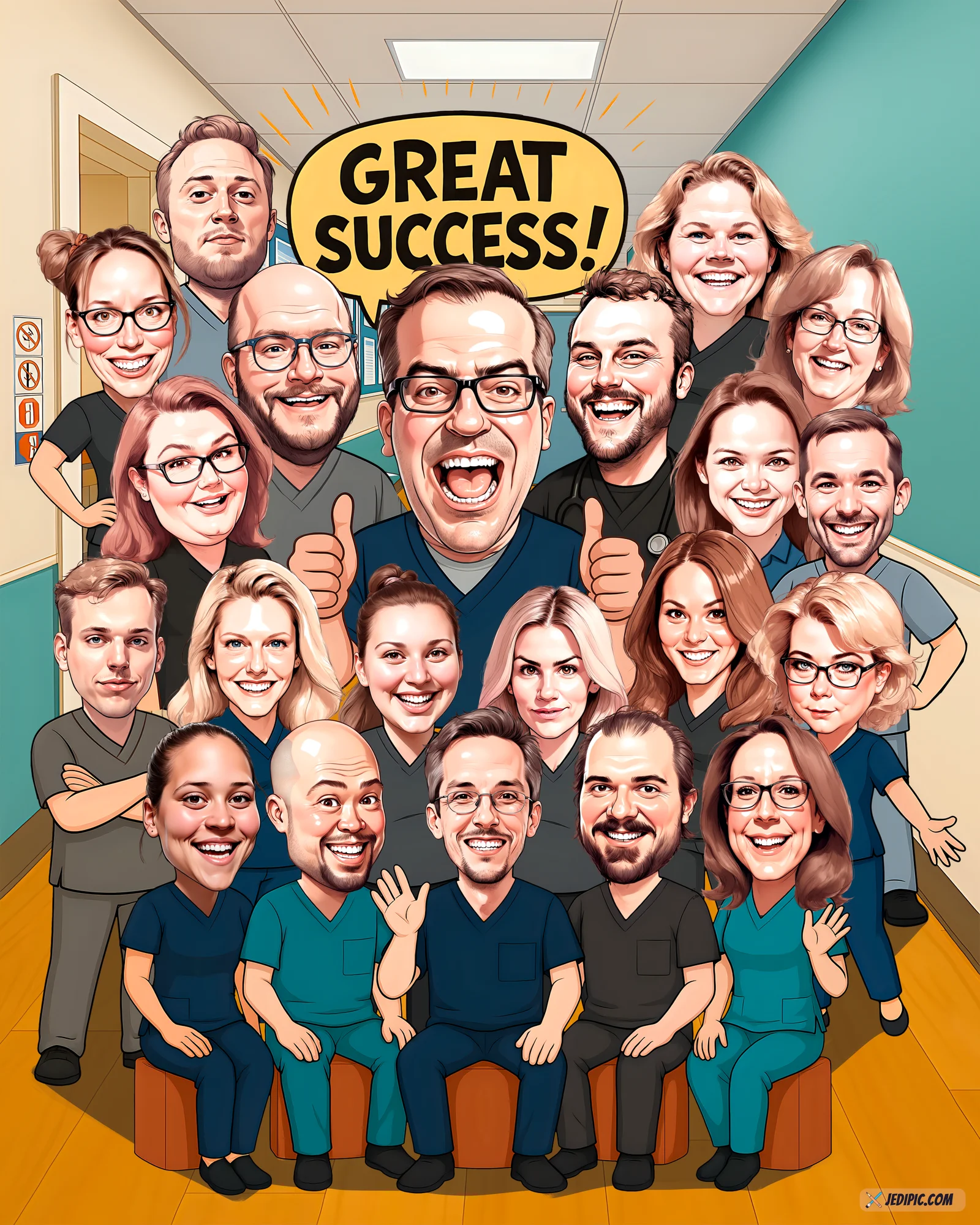Custom Medical Caricature from Photo — Medical Portrait Nurses Appreciation Portrait Gift