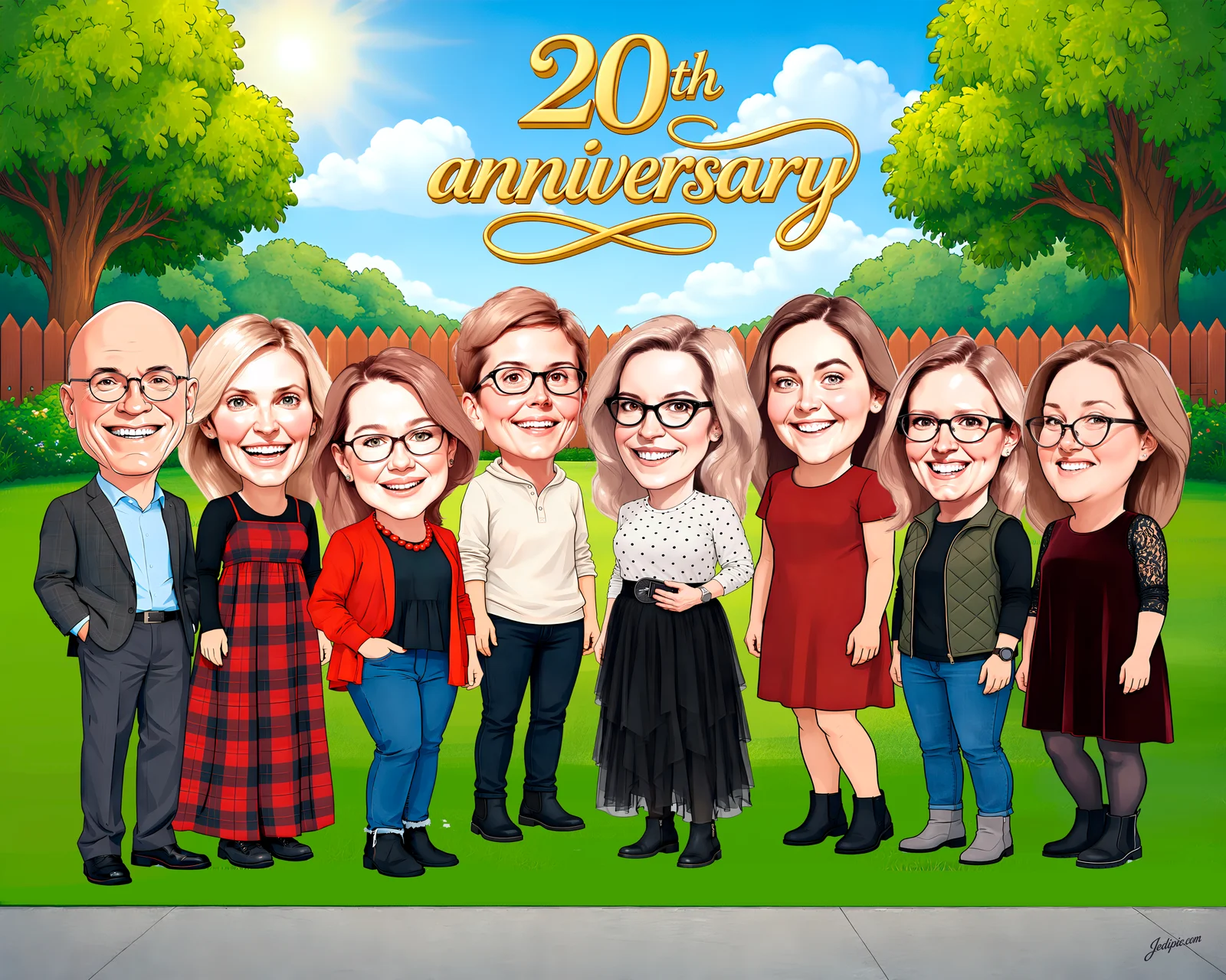 Custom Anniversary Caricature from Photo — Anniversary Portrait Milestone Anniversary Portrait Gift