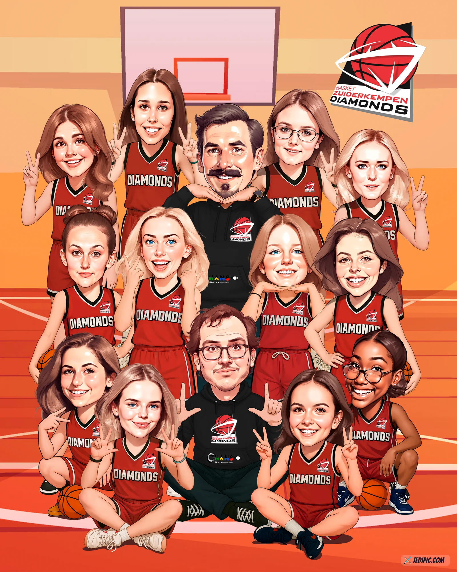 Custom Basketball Caricature from Photo — Hooper Portrait Championship Celebration Portrait Gift
