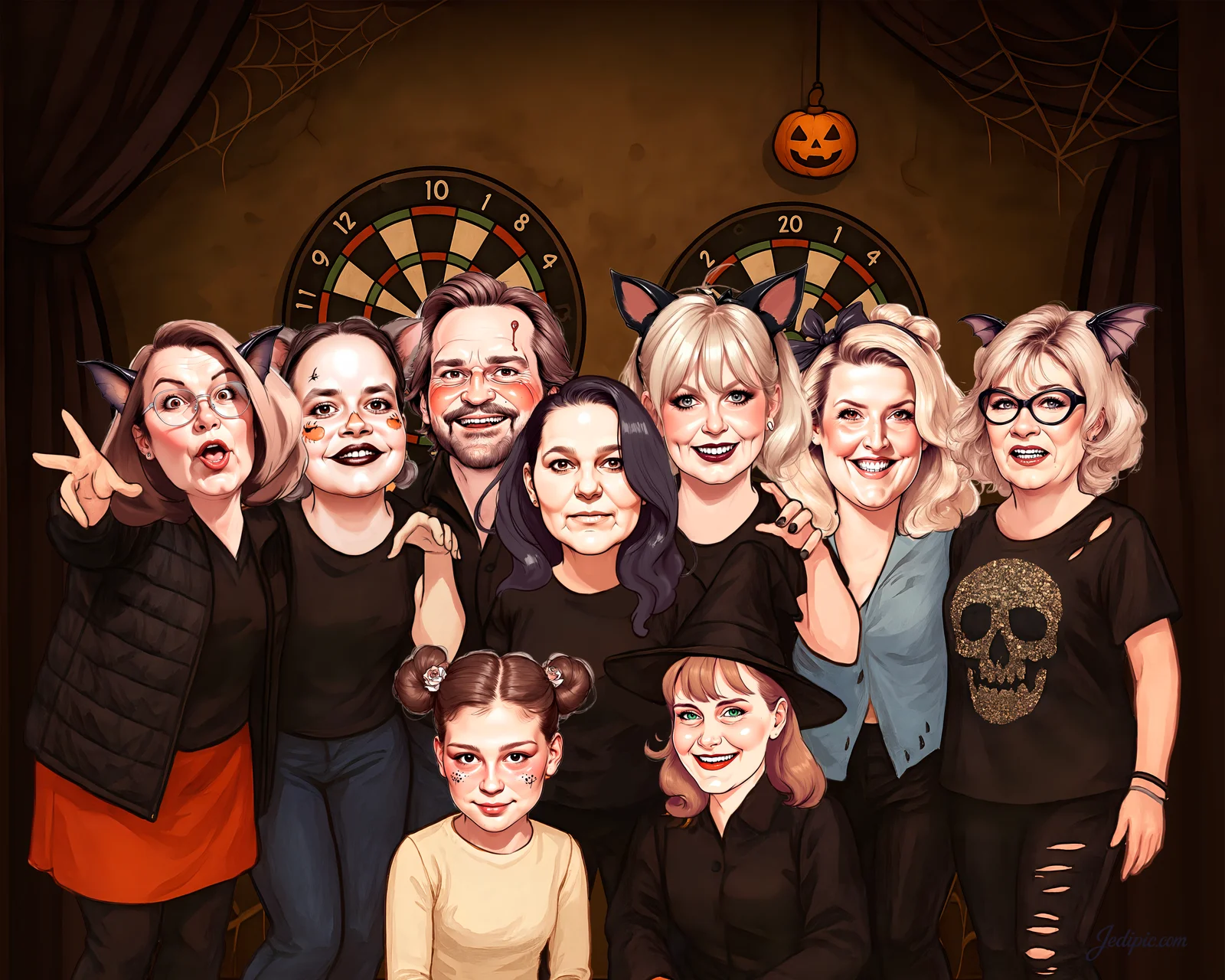 Custom Halloween Caricature from Photo — Halloween Portrait Halloween Celebration Portrait Gift