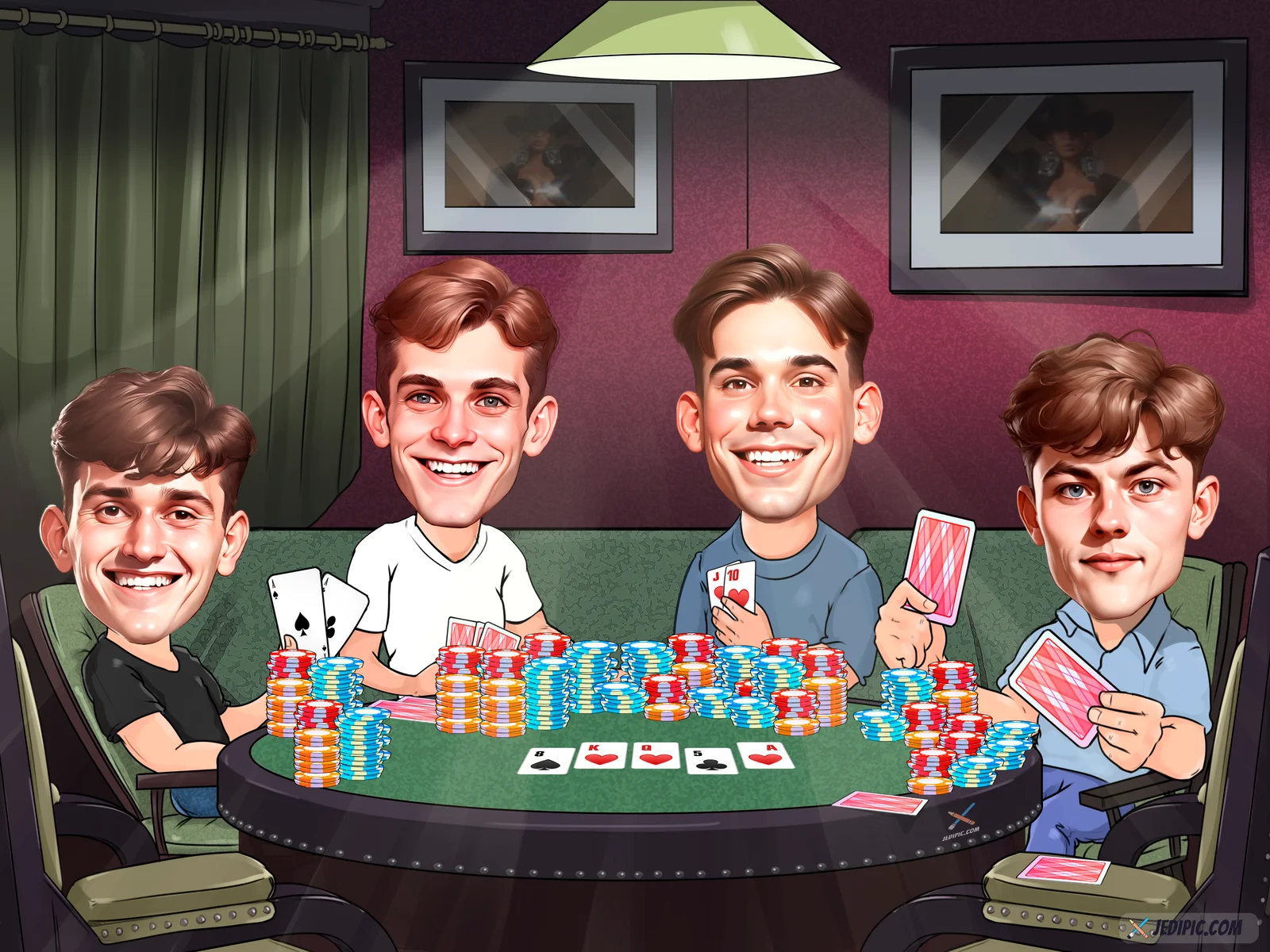 Custom Friends Group Caricature from Photo — Friend Squad Group Birthday Portrait Gift