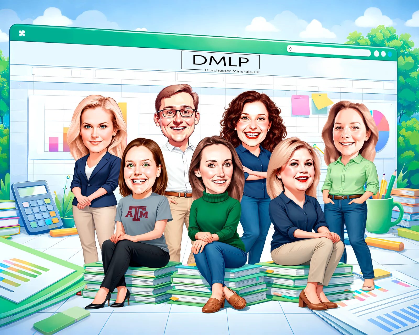 Custom Office Team Caricature from Photo — Office Team Office Anniversary Portrait Gift