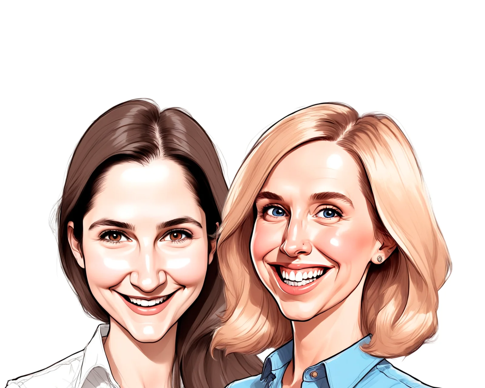 Custom Friends Group Caricature from Photo — Group of Friends Holiday Friends Gift Portrait Gift