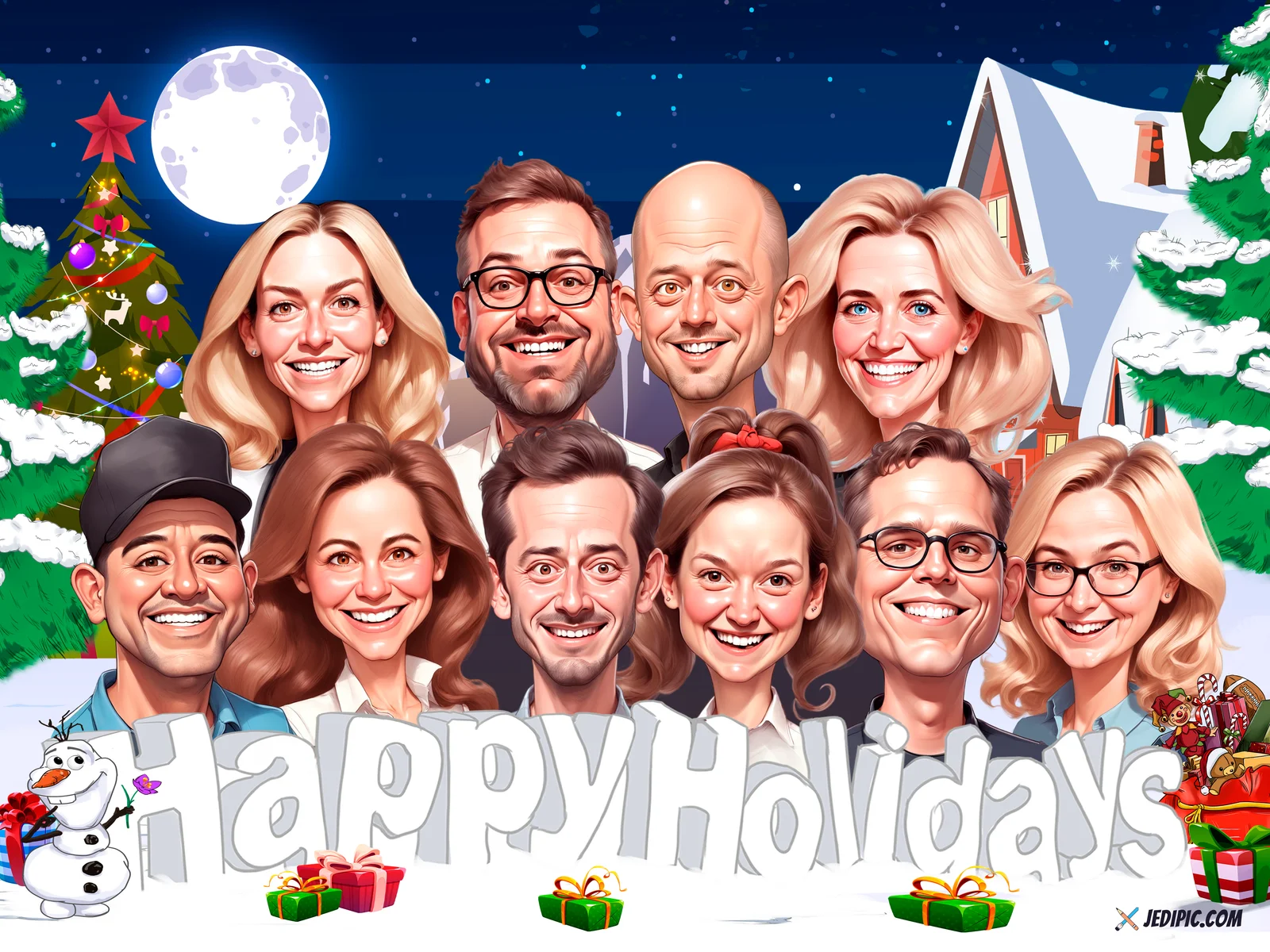 Custom Corporate Team Caricature from Photo — Engineering Team Product Launch Portrait Gift
