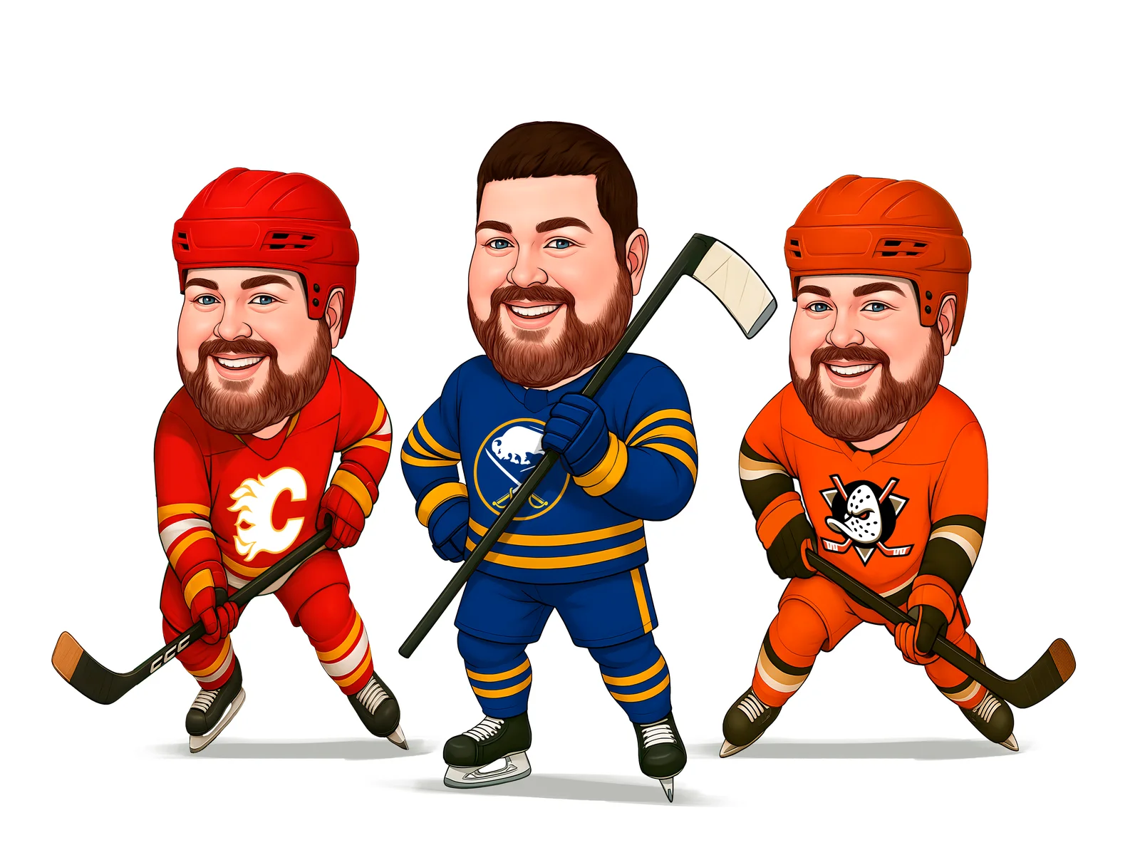 Custom Hockey Caricature from Photo — Hockey Portrait End Of Season Portrait Gift