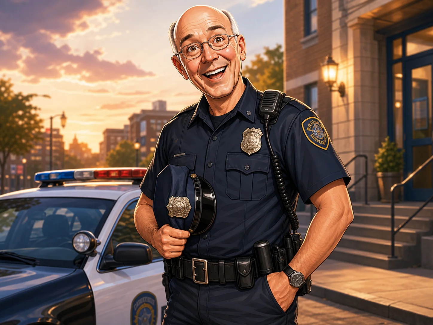 Custom Police Officer Caricature from Photo — Officer Portrait Retirement From Force Portrait Gift