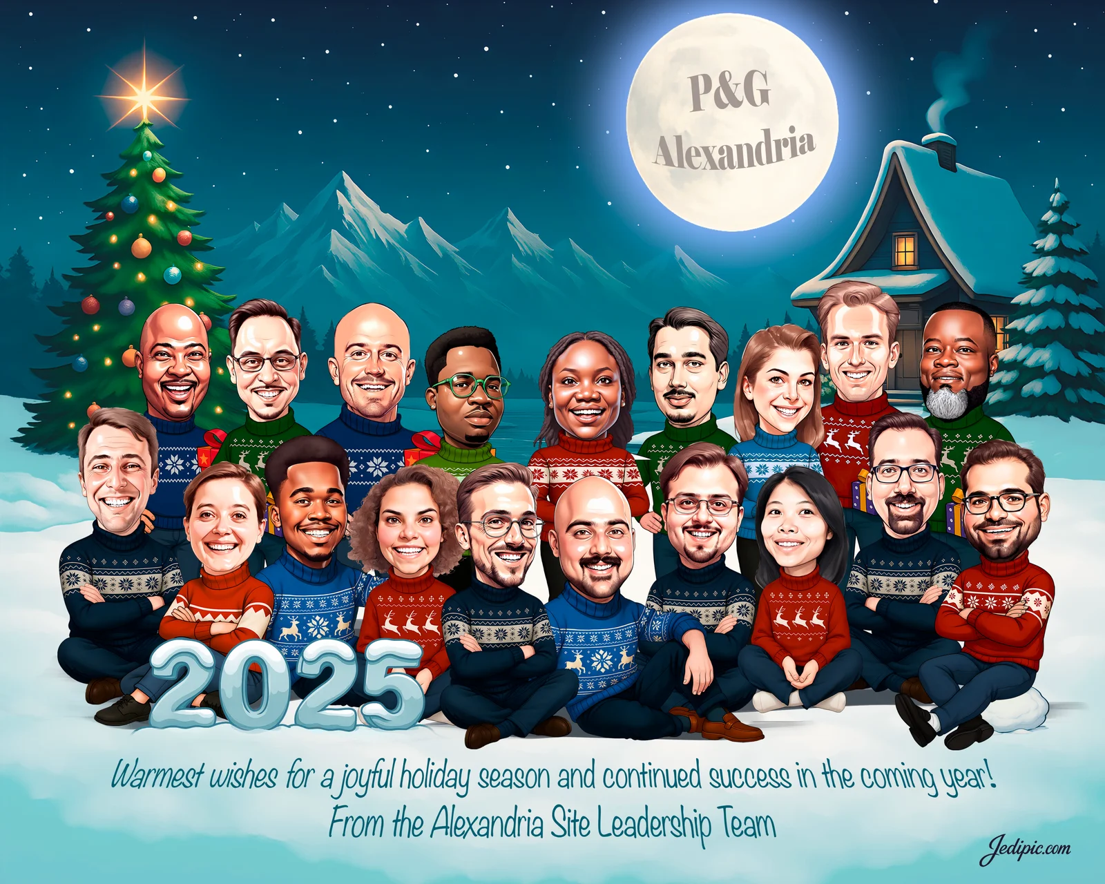 Custom Corporate Team Caricature from Photo — Realtor Office Top Agent Celebration Portrait Gift