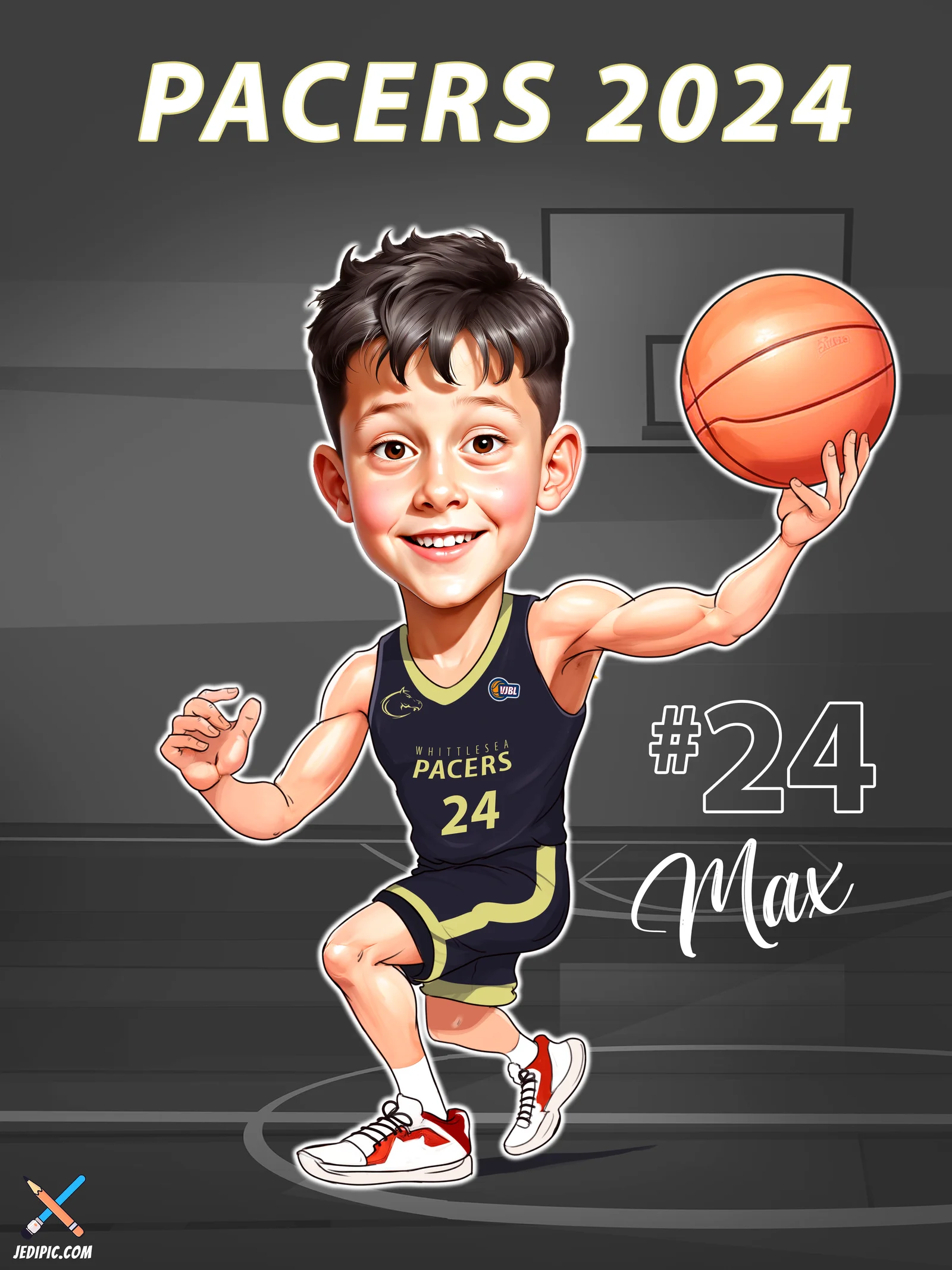 Custom Basketball Caricature from Photo — Basketball Player Tournament Win Portrait Gift
