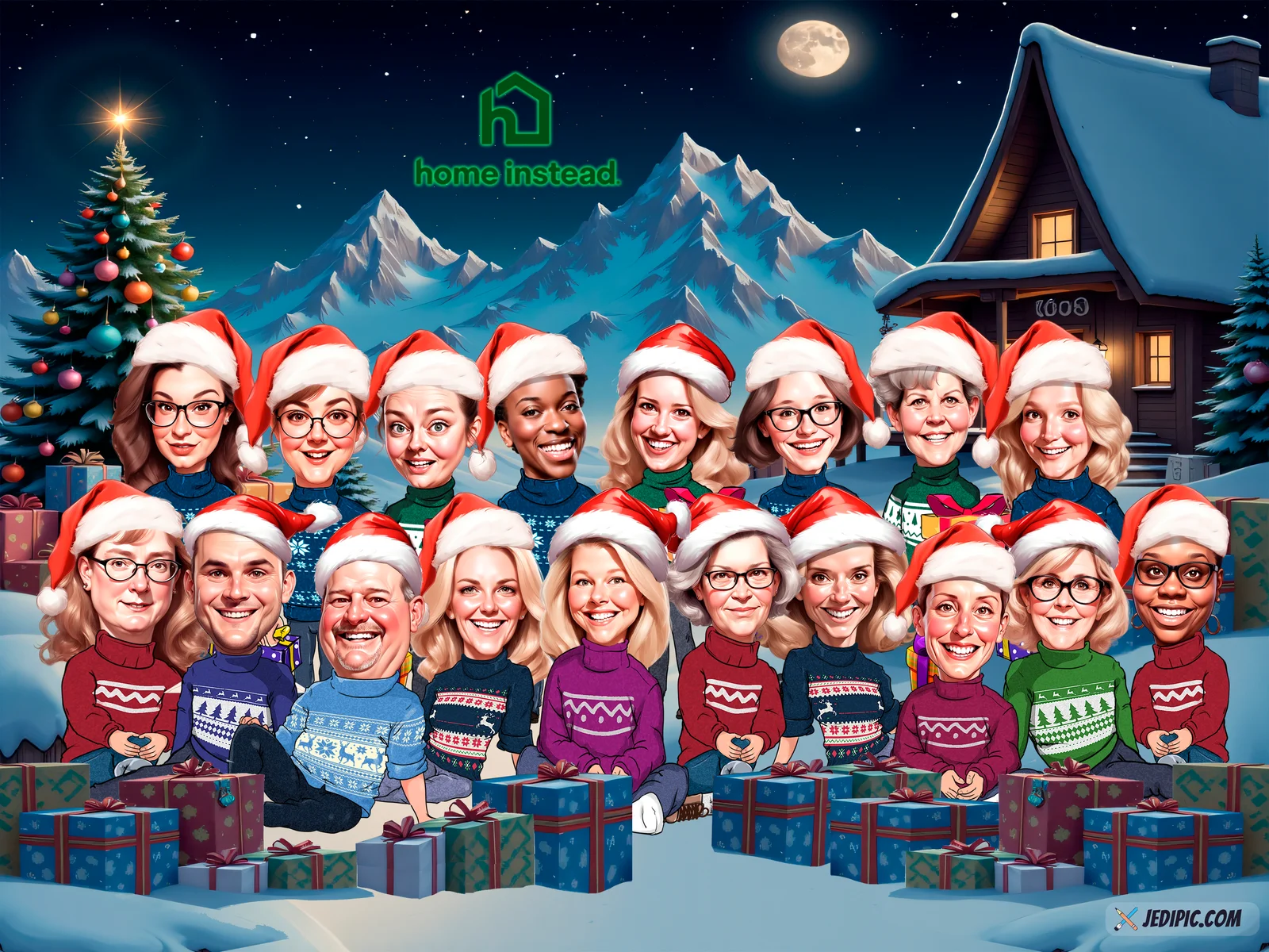 Custom Corporate Team Caricature from Photo — Manufacturing Team Production Milestone Portrait Gift