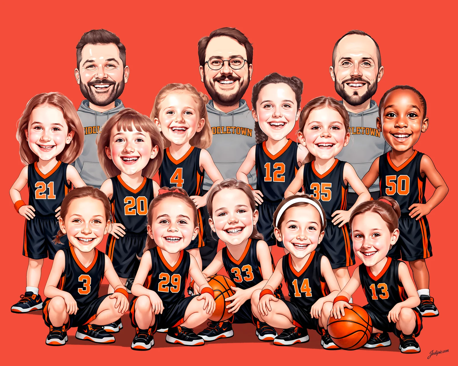 Custom Three Point Shooter Caricature from Photo — Clutch Three-Point Shooter Personalized Portrait Gift