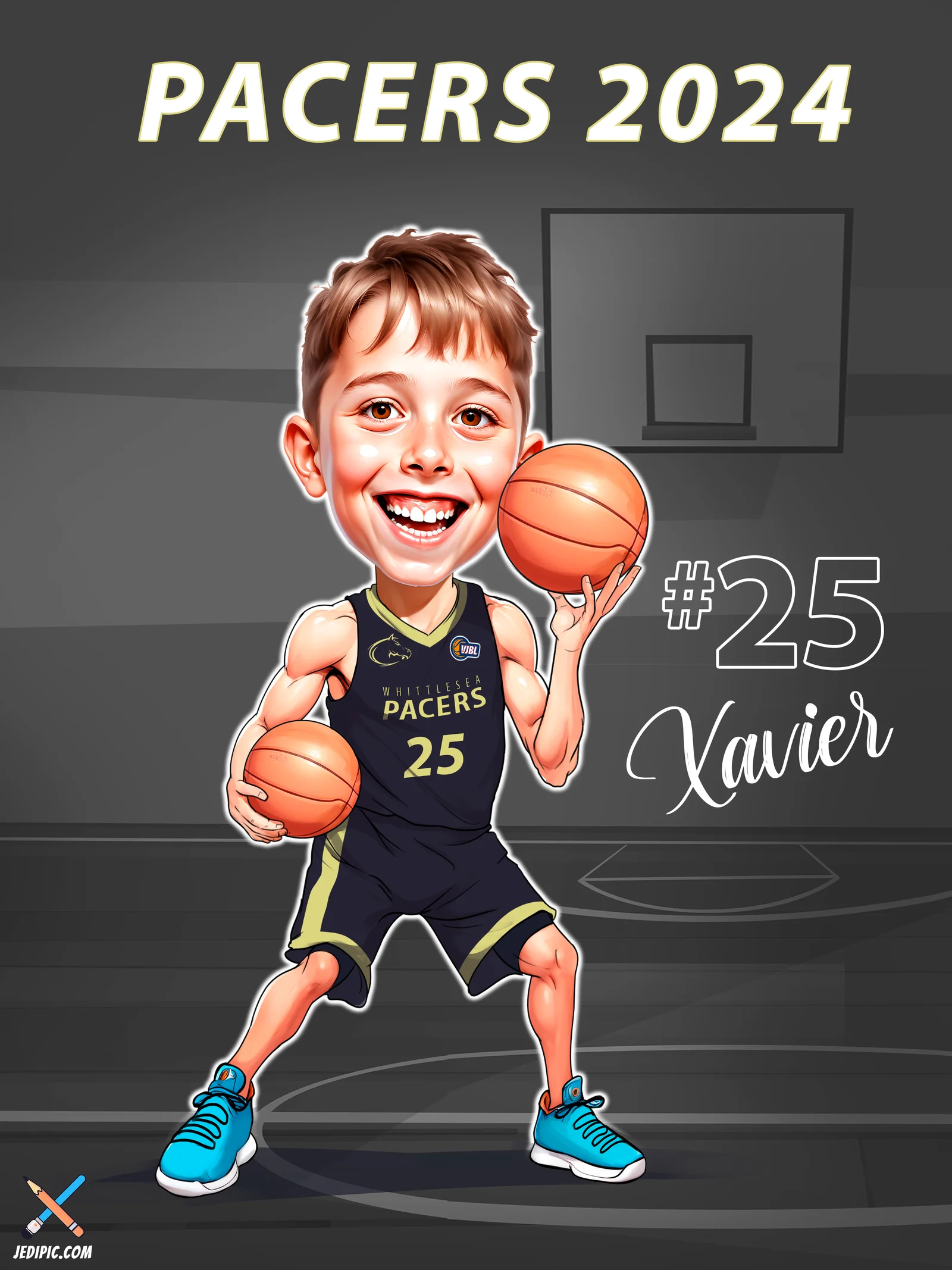 Custom Hardwood Hero Caricature from Photo — Tenacious Hardwood Hero Personalized Portrait Gift