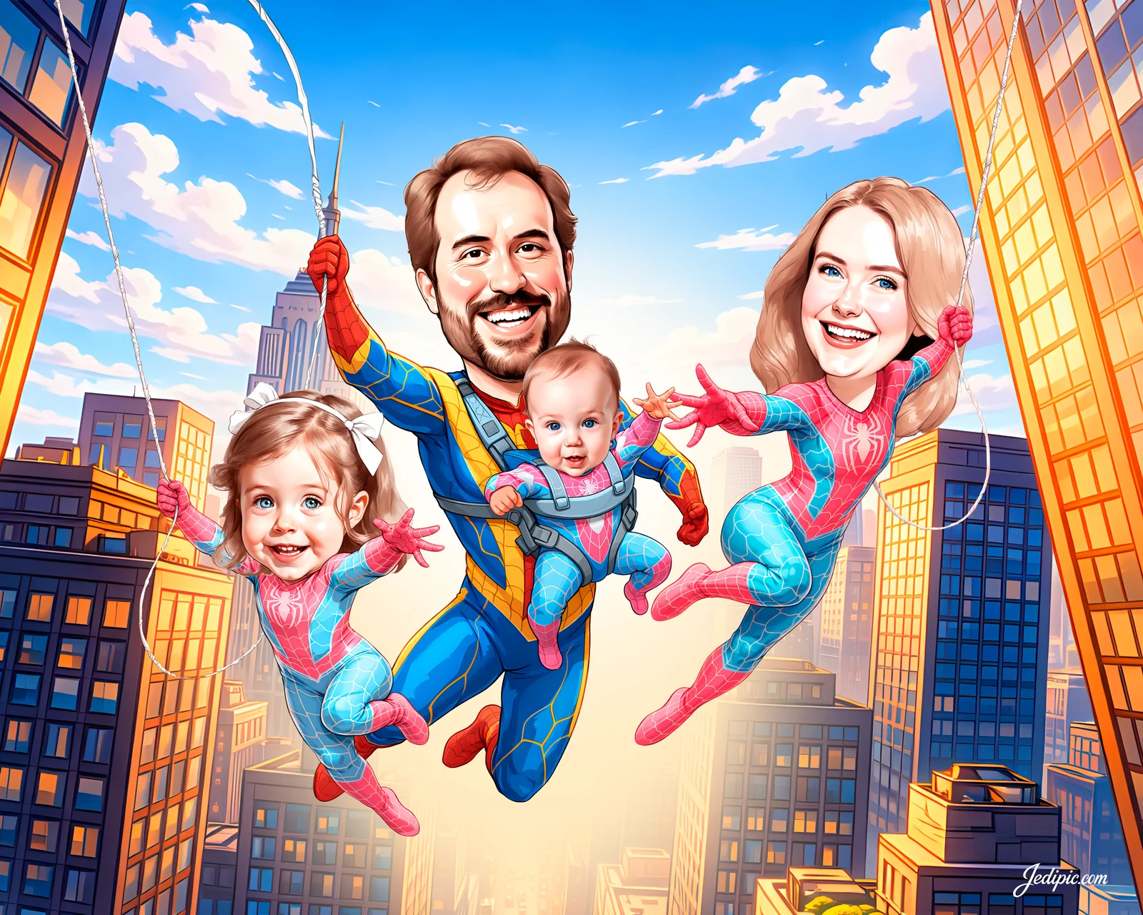 Custom Superhero Cape Caricature from Photo — Caped Superhero Self Personalized Portrait Gift