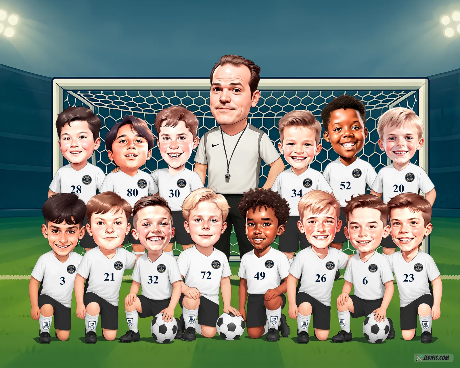 Custom Soccer Striker Caricature from Photo — Goal-Scoring Striker Personalized Portrait Gift