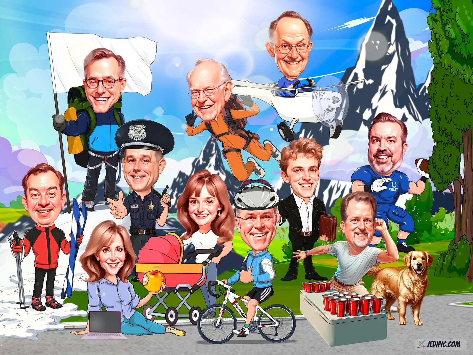Custom Friend Crew Caricature from Photo — Forever Friend Crew Personalized Portrait Gift