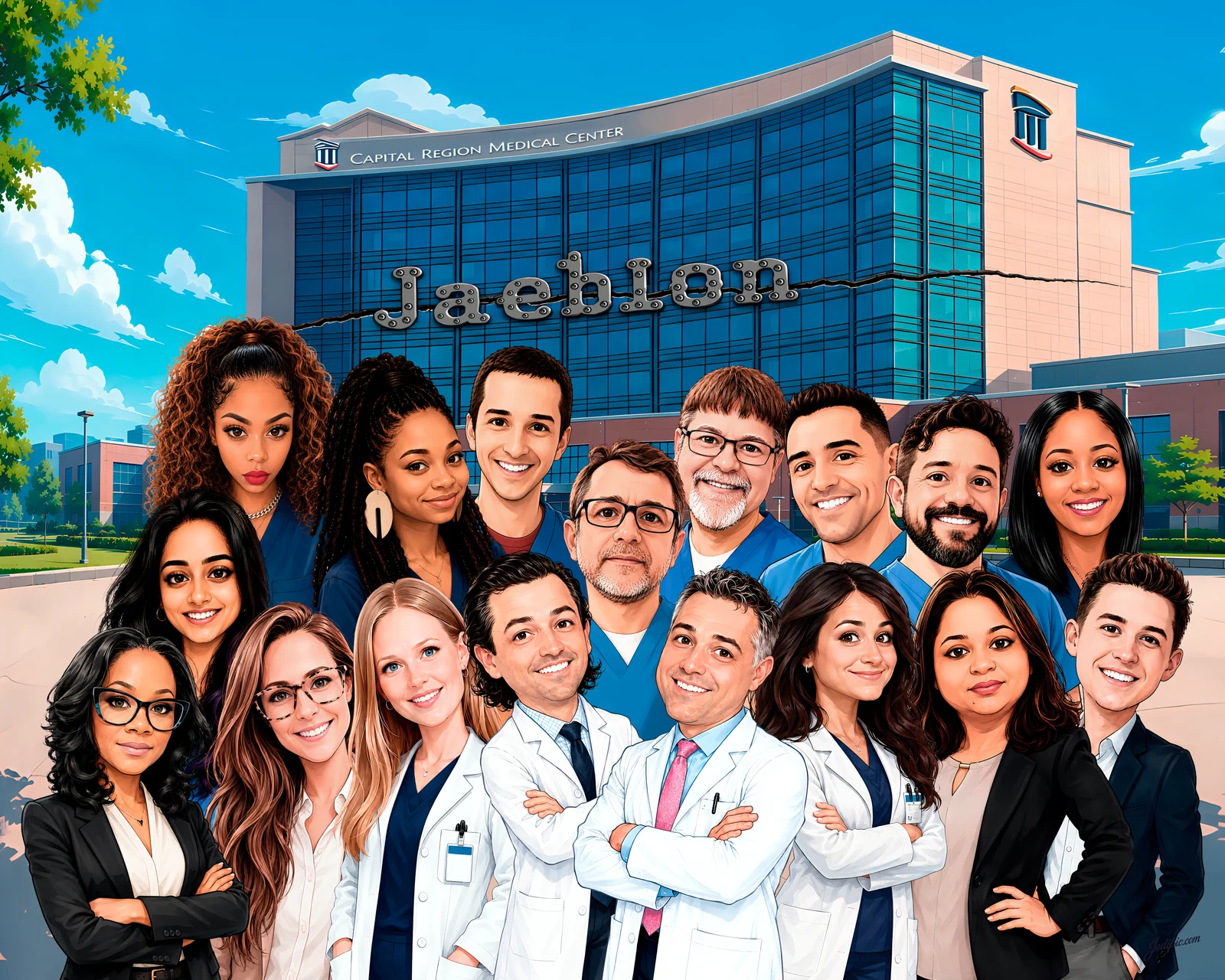 Custom Medical Pro Caricature from Photo — Dedicated Medical Professional Personalized Portrait Gift