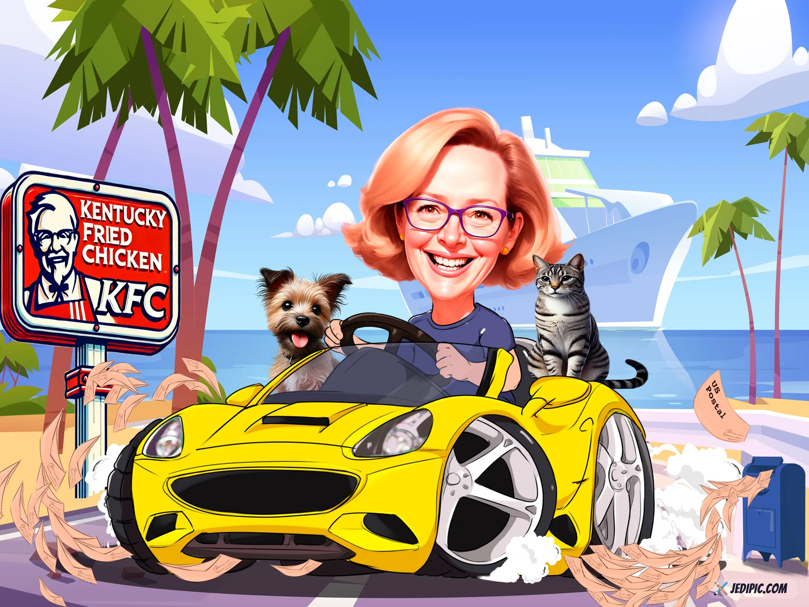 Custom Pet Owner Bond Caricature from Photo — Pet Parent And Best-Friend Pet Personalized Portrait Gift