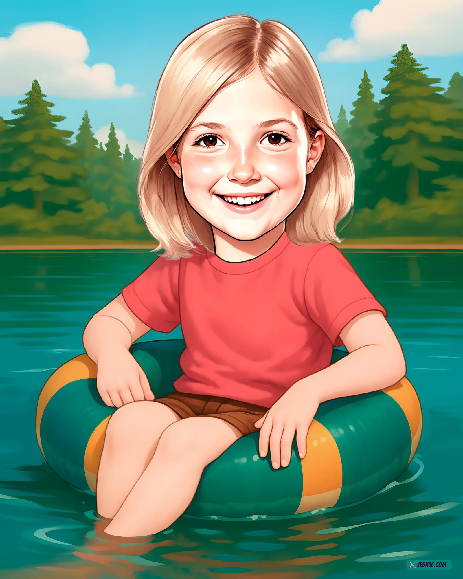 Custom Kid Portrait Caricature from Photo — Adorable Child Personalized Portrait Gift
