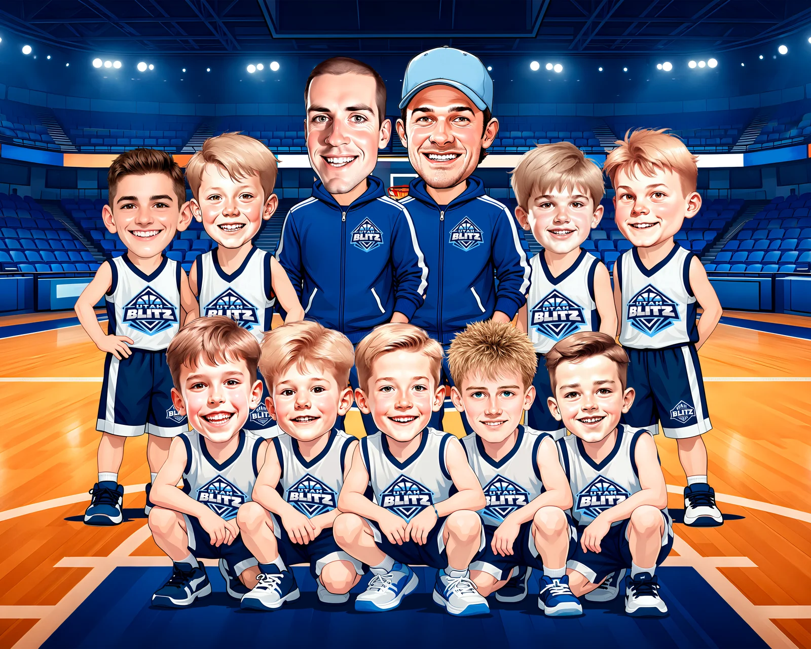 Custom Hardwood Hero Caricature from Photo — Tenacious Hardwood Hero Personalized Portrait Gift — Design 2