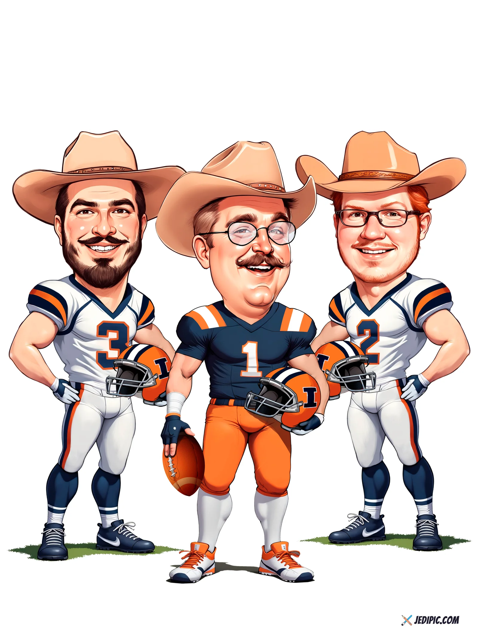 Custom Gridiron QB Caricature from Photo — Gridiron Warrior Personalized Portrait Gift