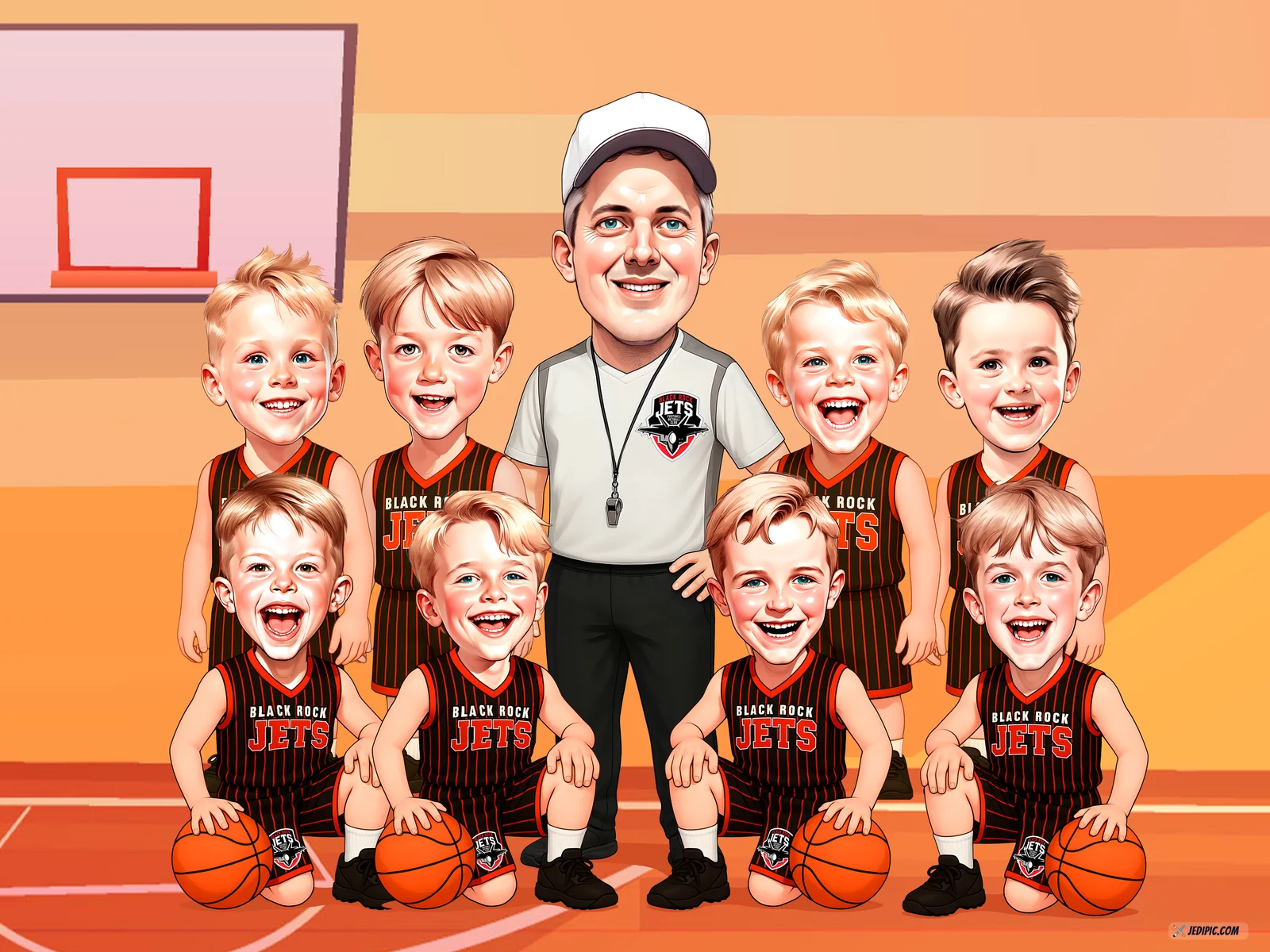 Custom Three Point Shooter Caricature from Photo — Clutch Three-Point Shooter Personalized Portrait Gift — Design 3