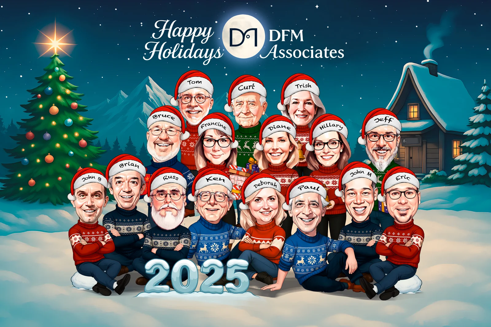 Custom Corporate Team Caricature from Photo — Tight-Knit Corporate Crew Personalized Portrait Gift — Design 5