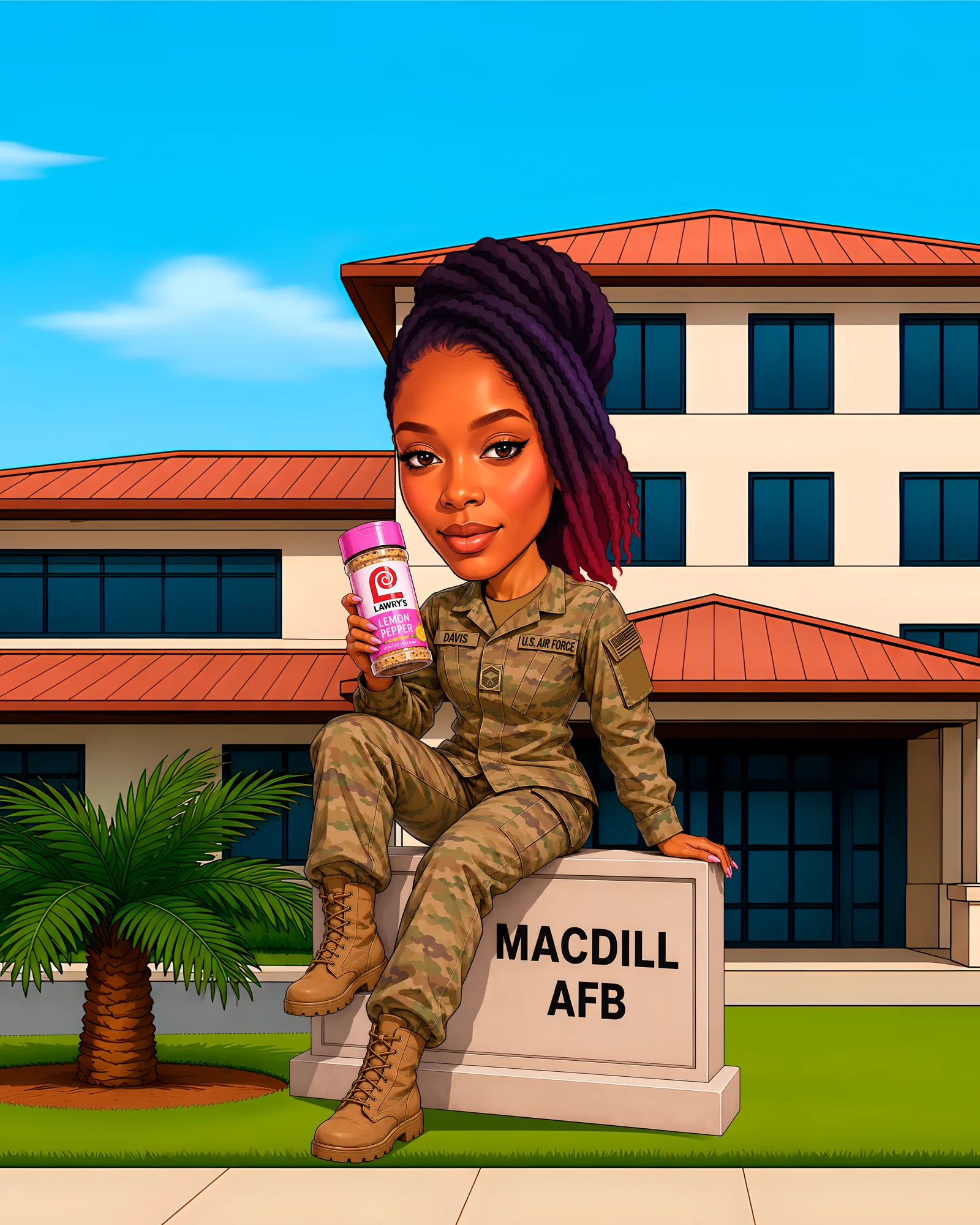 Custom Air Force Aviator Caricature from Photo — Dedicated Air-Force Aviator Personalized Portrait Gift