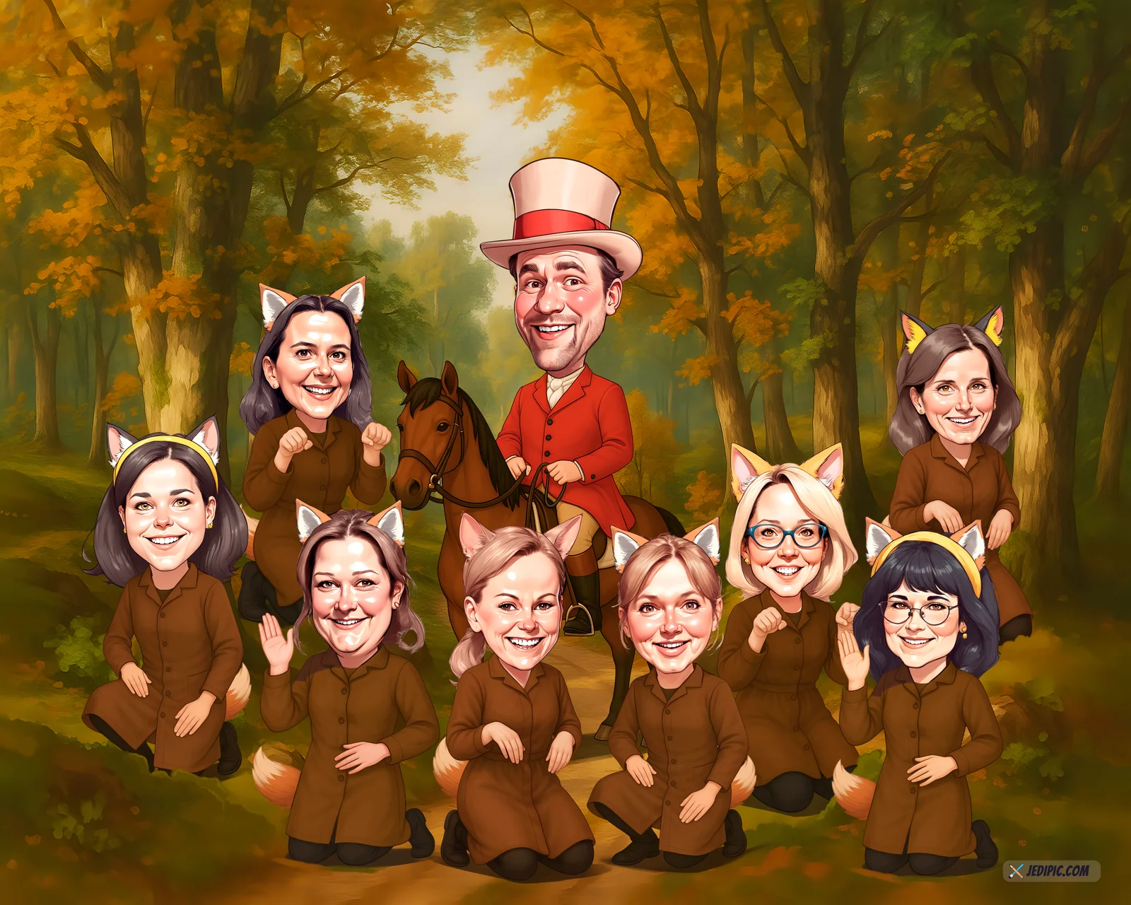 Custom Friends Group Caricature from Photo — Best-Friend Crew Personalized Portrait Gift — Design 2
