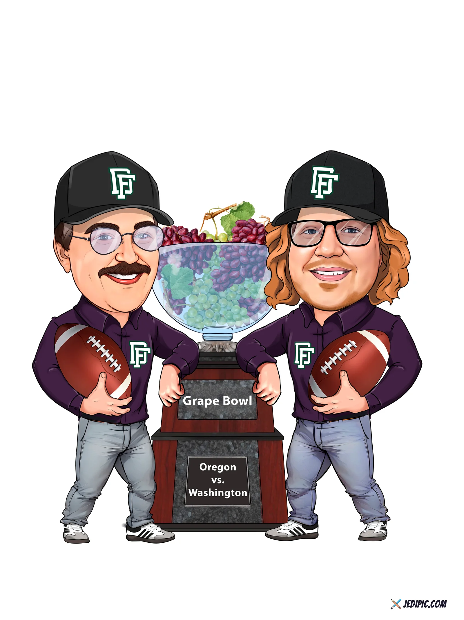 Custom Football Star Caricature from Photo — Hard-Hitting Football Star Personalized Portrait Gift