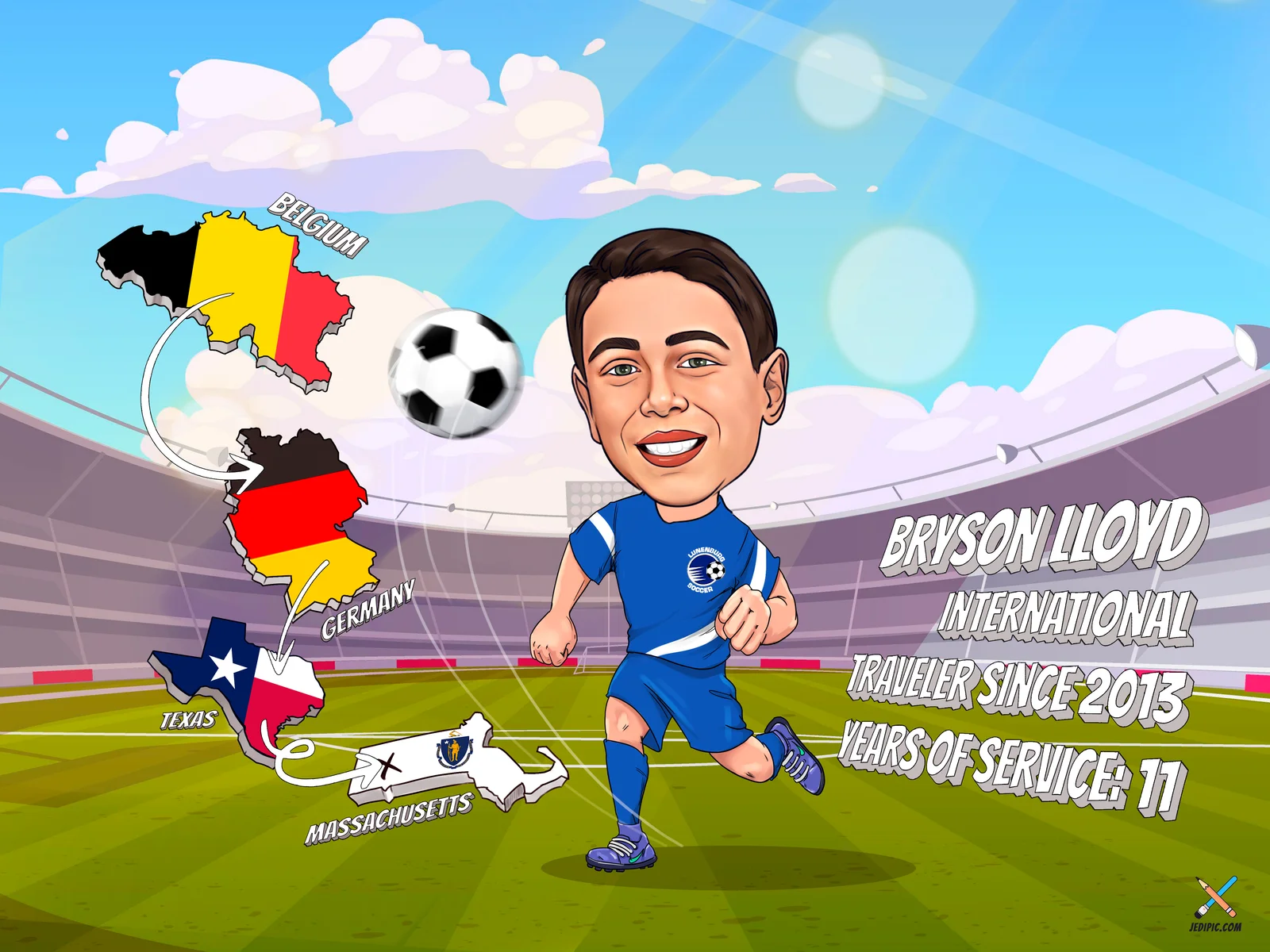 Custom Soccer Striker Caricature from Photo — Goal-Scoring Striker Personalized Portrait Gift — Design 2