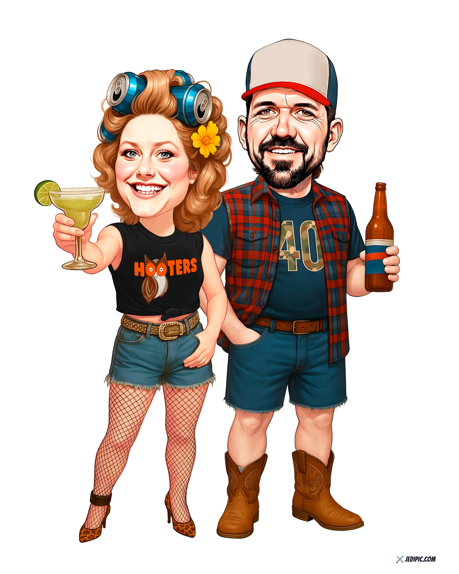 Custom Sweet Couple Caricature from Photo — Sweet Couple Personalized Portrait Gift
