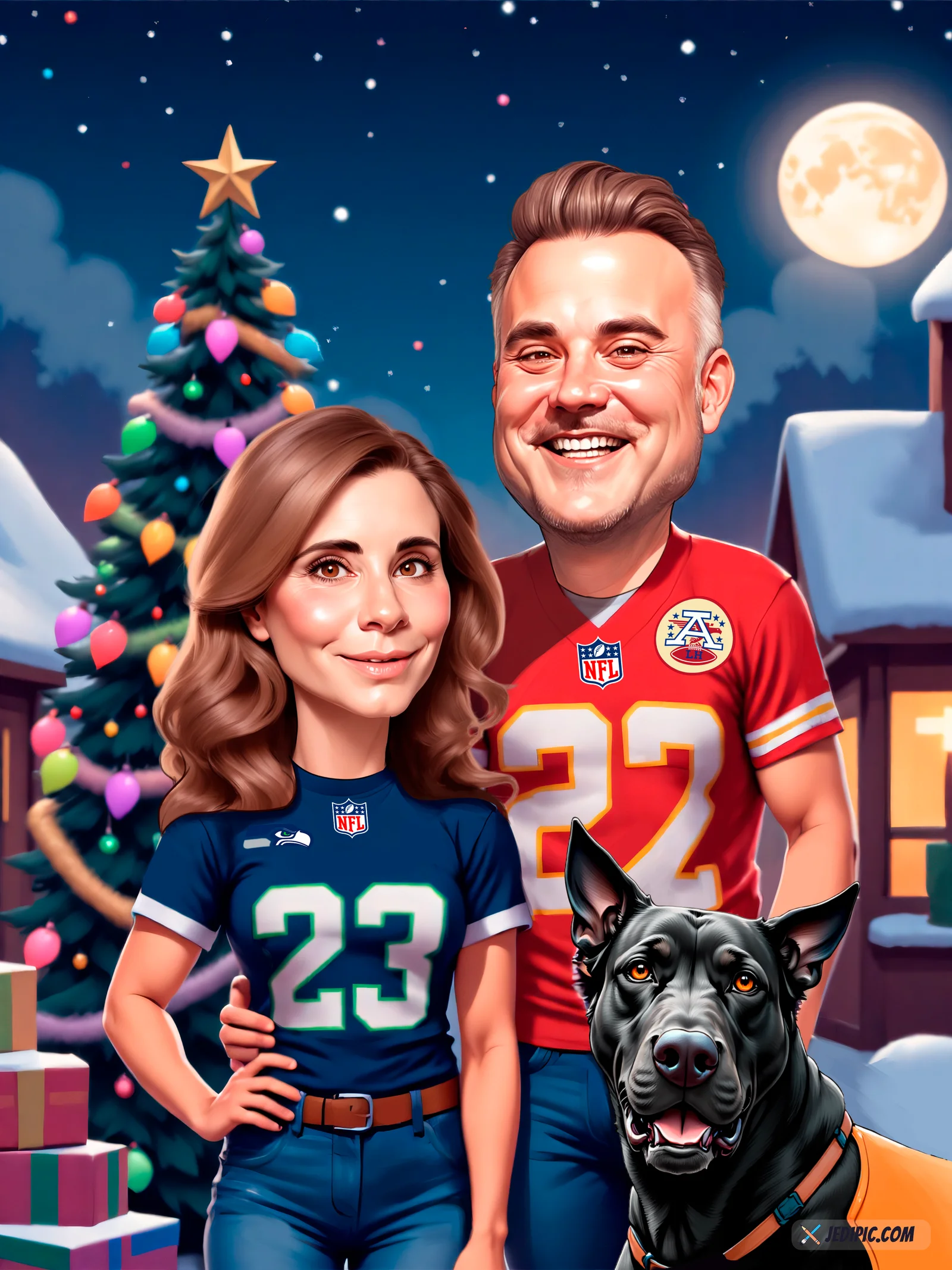 Custom Pet Family Caricature from Photo — Pet And Their Favorite Human Personalized Portrait Gift