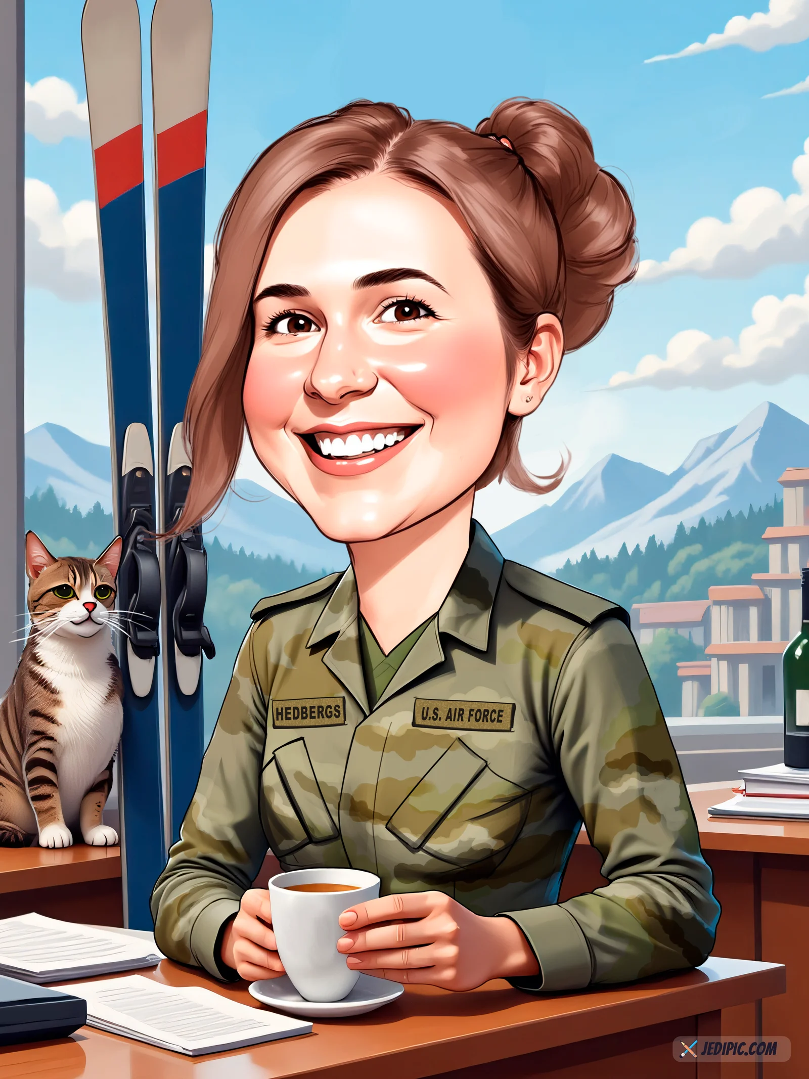Custom Air Force Airman Caricature from Photo — Proud Air-Force Airman Personalized Portrait Gift — Design 2