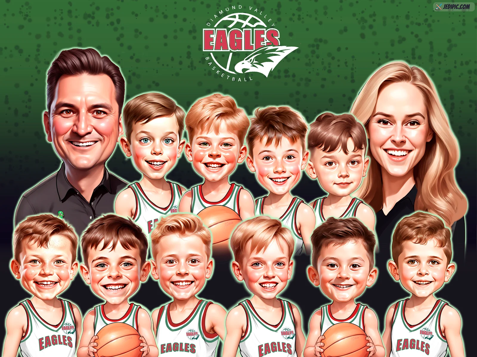Custom Basketball Caricature from Photo — Basketball Player Season MVP Gift