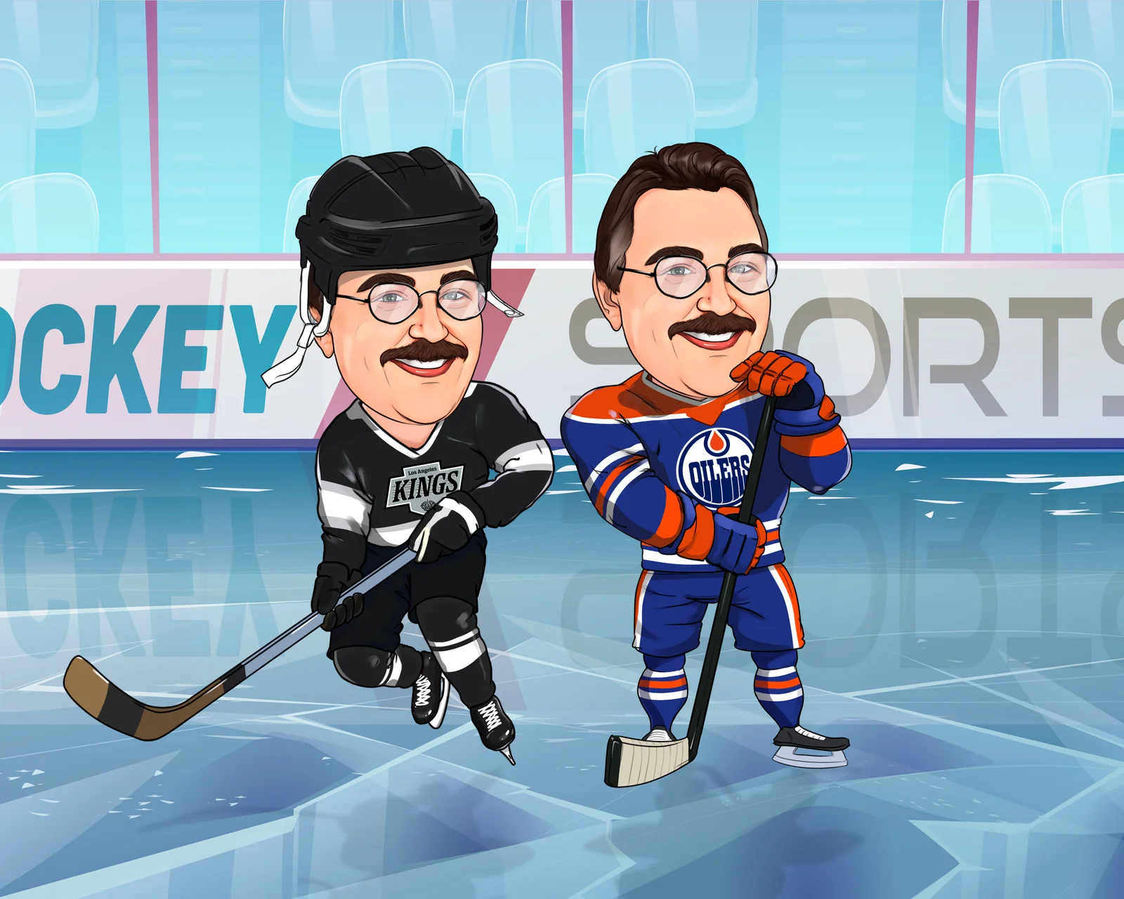 Custom Hockey Caricature from Photo — Hockey Player on Ice Championship Gift